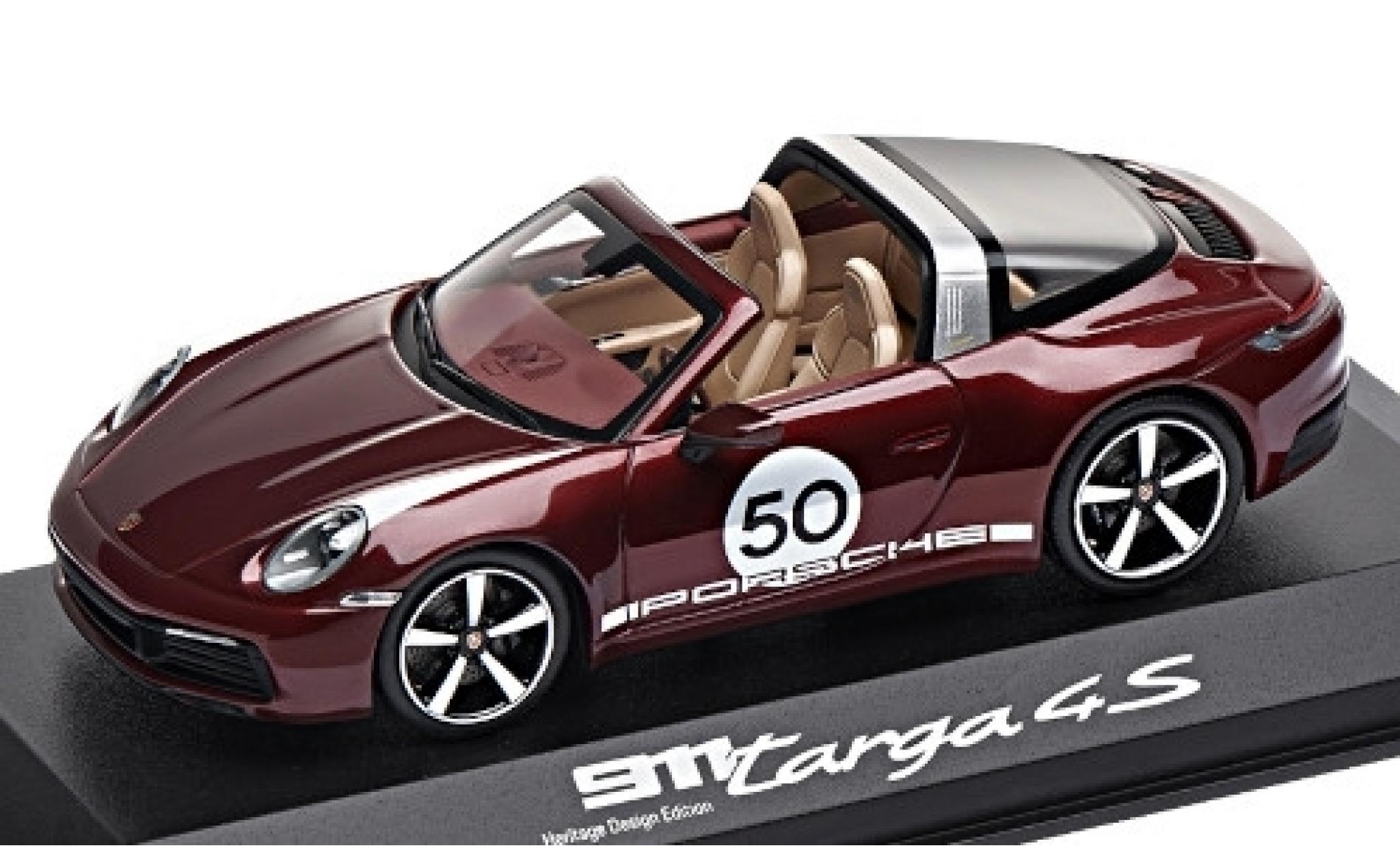 Porsche 911 1/43 Minichamps Targa 4S metallico rosso/Dekor No.50 Heritage Design Edition modellino in miniatura