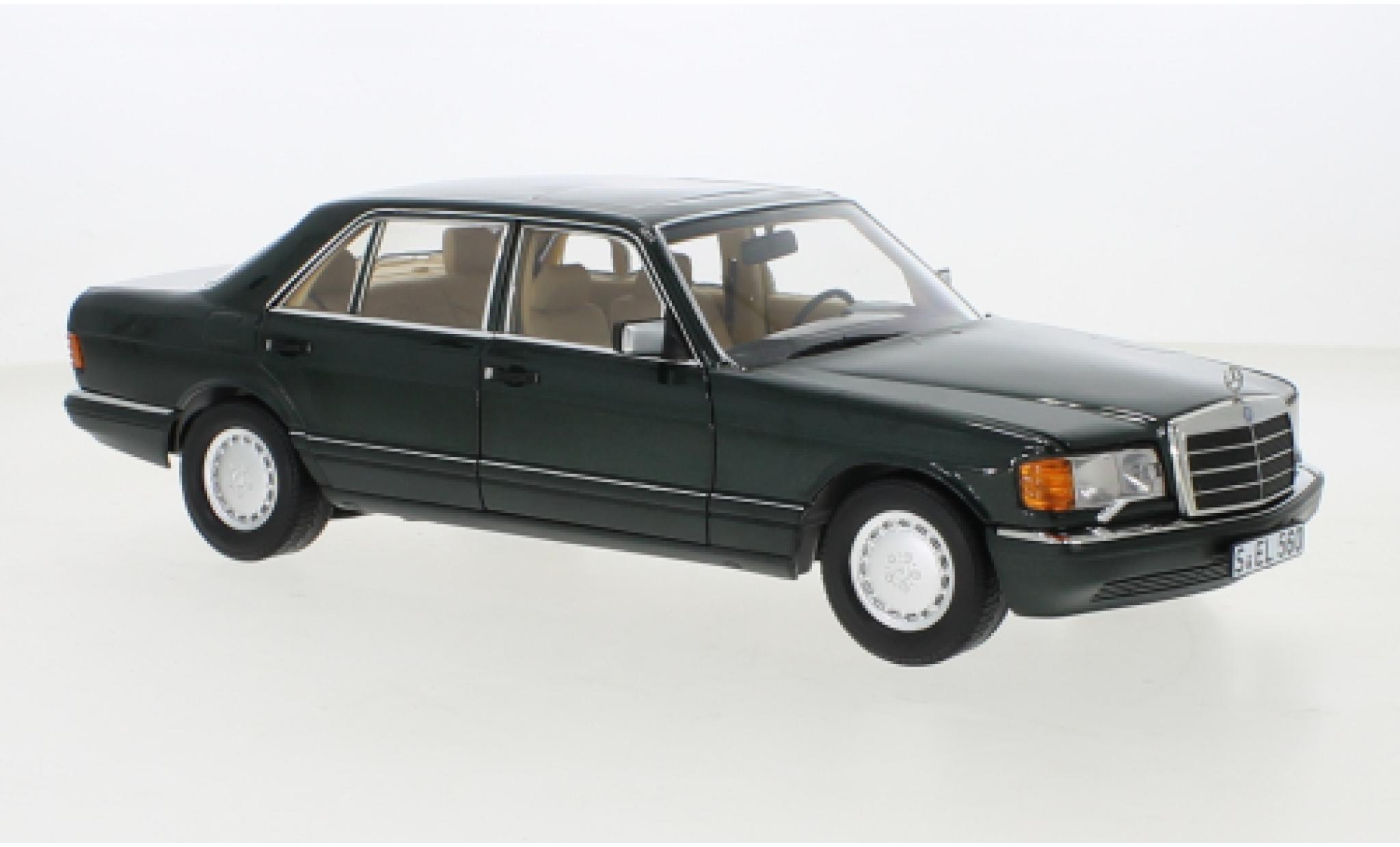 Mercedes 560 1/18 Norev SEL (V126) metallise verde 1985 modellino in miniatura