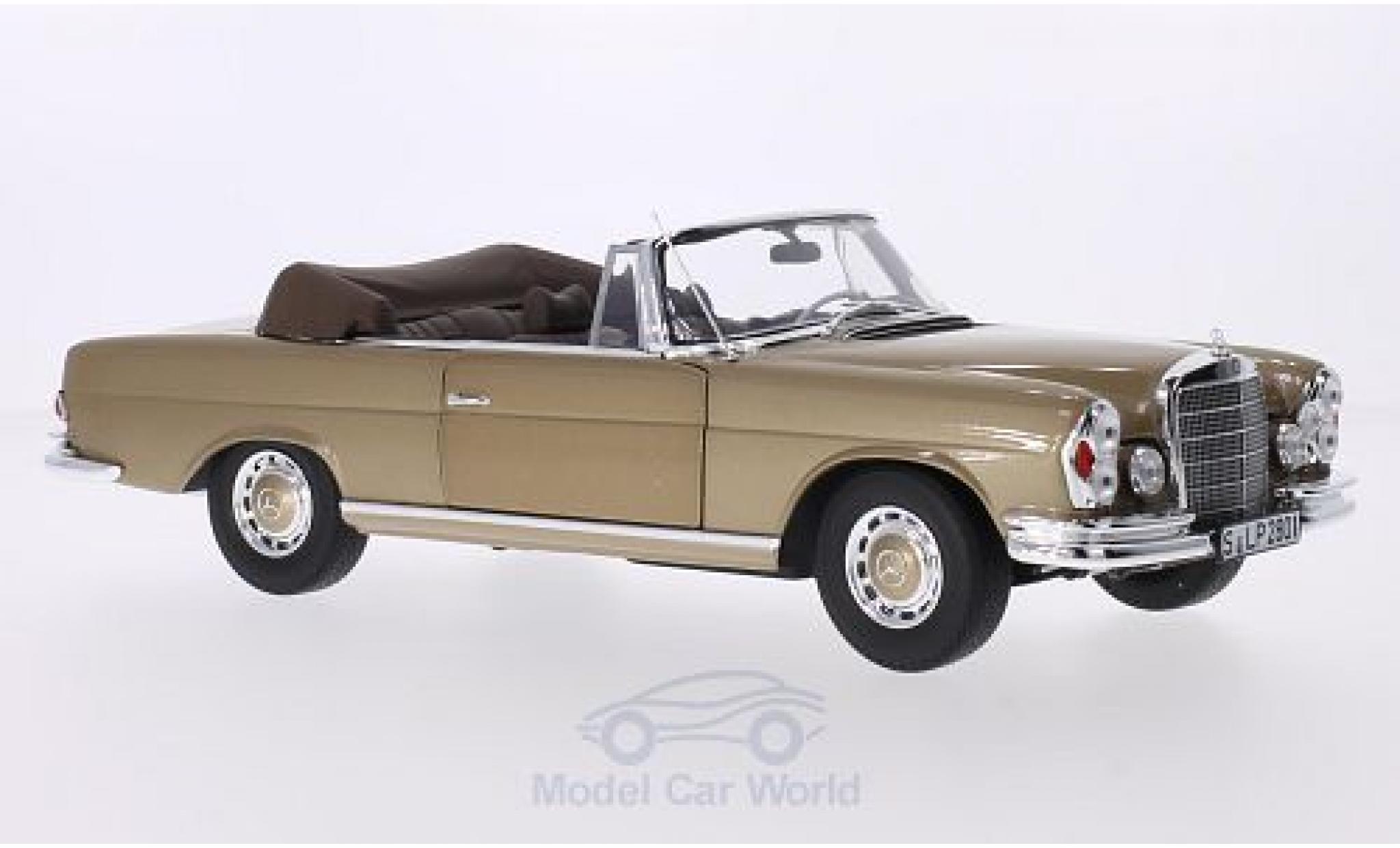 Mercedes 280 1/18 Norev SE (W111) Cabriolet metallico beige Softtop liegt bei modellino in miniatura