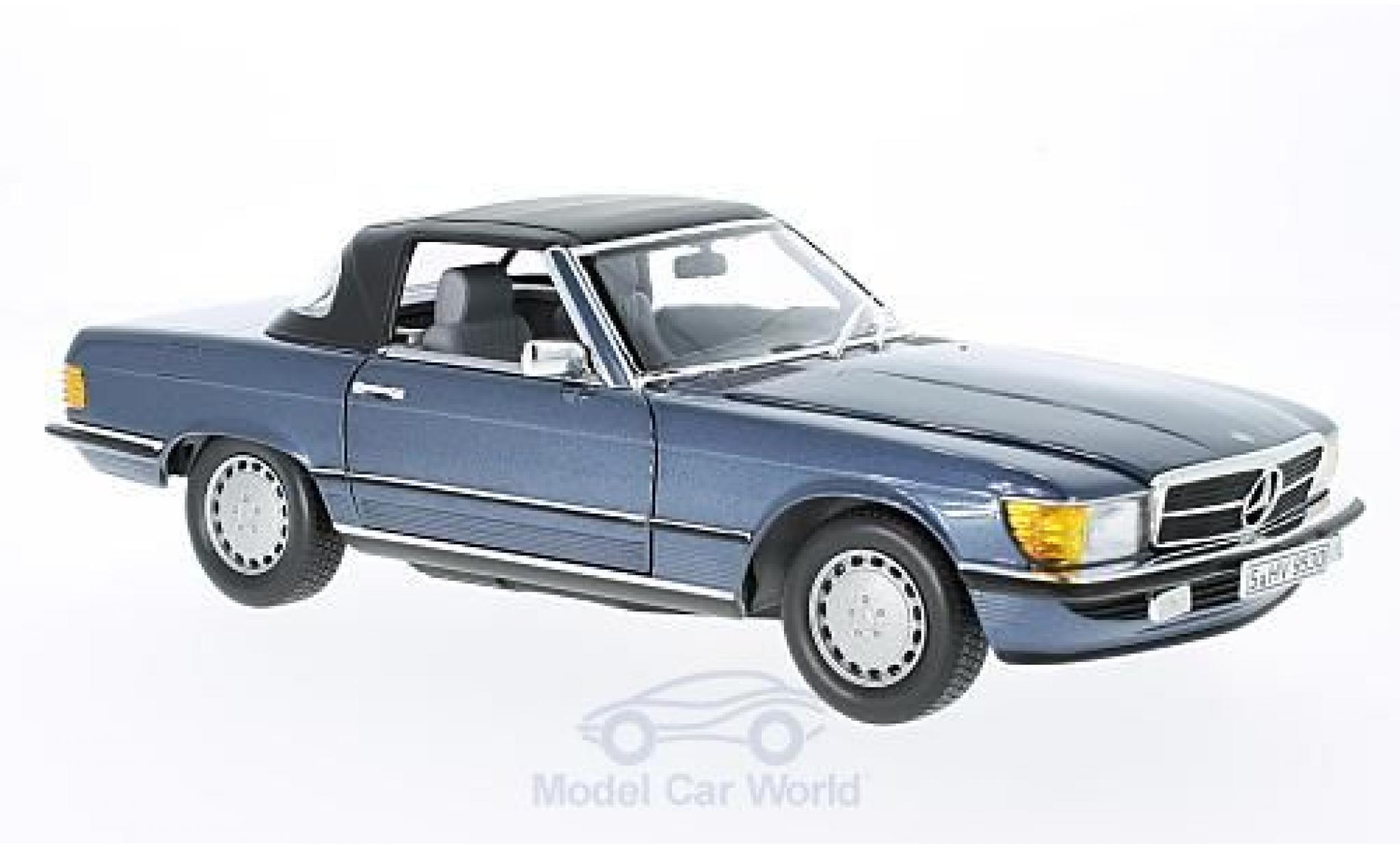 Mercedes 300 SL 1/18 Norev SL (R107) metallico blu 1985 modellino in miniatura