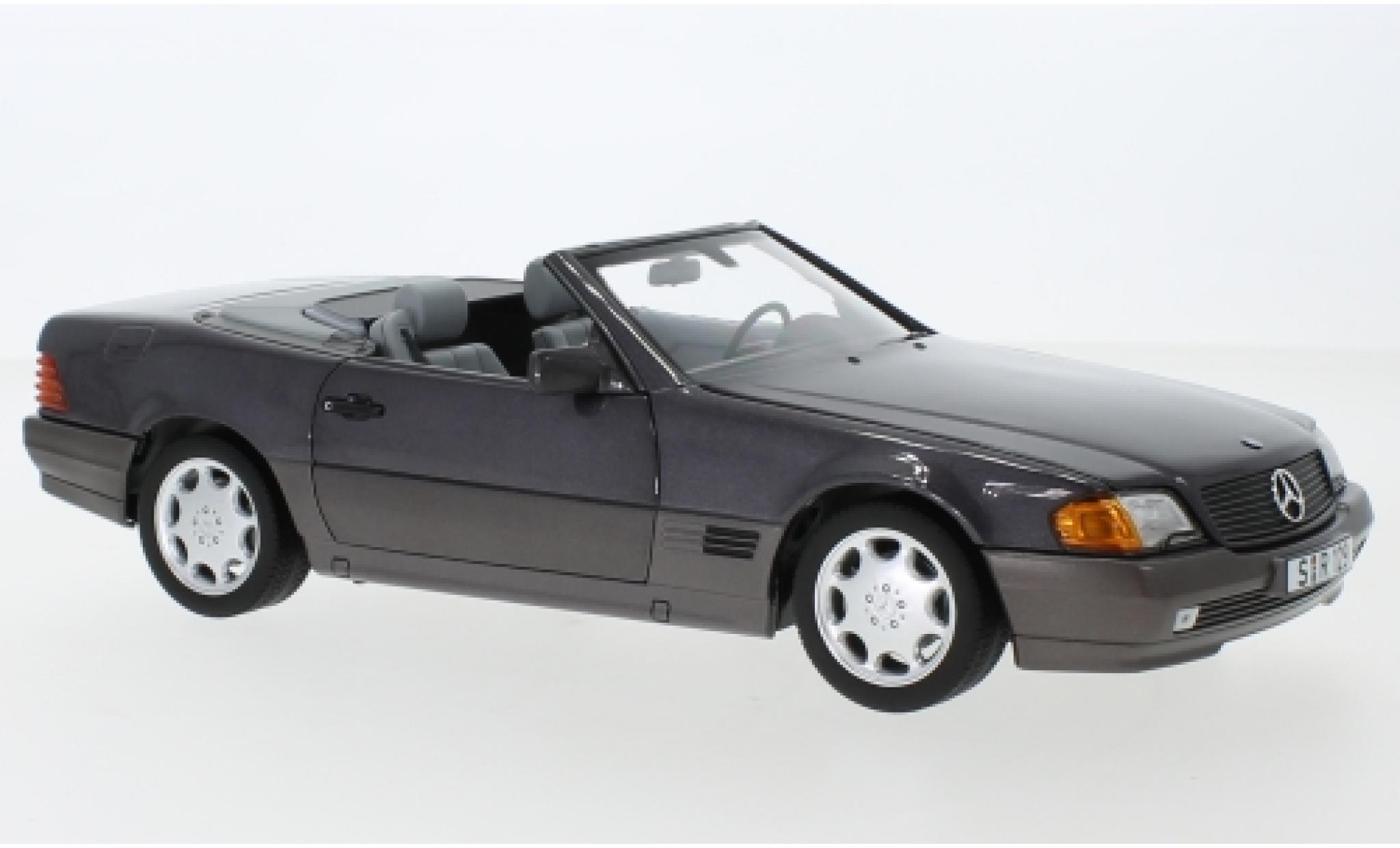 Mercedes 500 1/18 Norev SL (R129) metallico lila 1988 avec Softtop et Hardtop modellino in miniatura