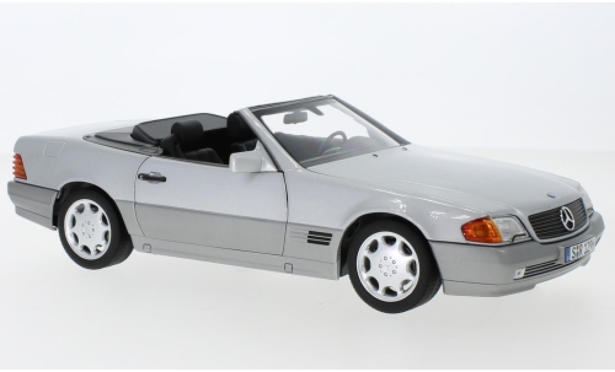 Mercedes 500 1/18 Norev SL (R129) grigio 1988 avec Softtop et Hardtop modellino in miniatura