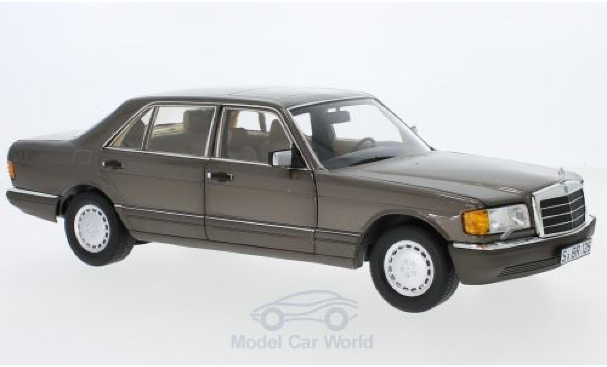 Mercedes 560 SEL 1/18 Norev SEL (V126) metallico marroneee 1985 modellino in miniatura
