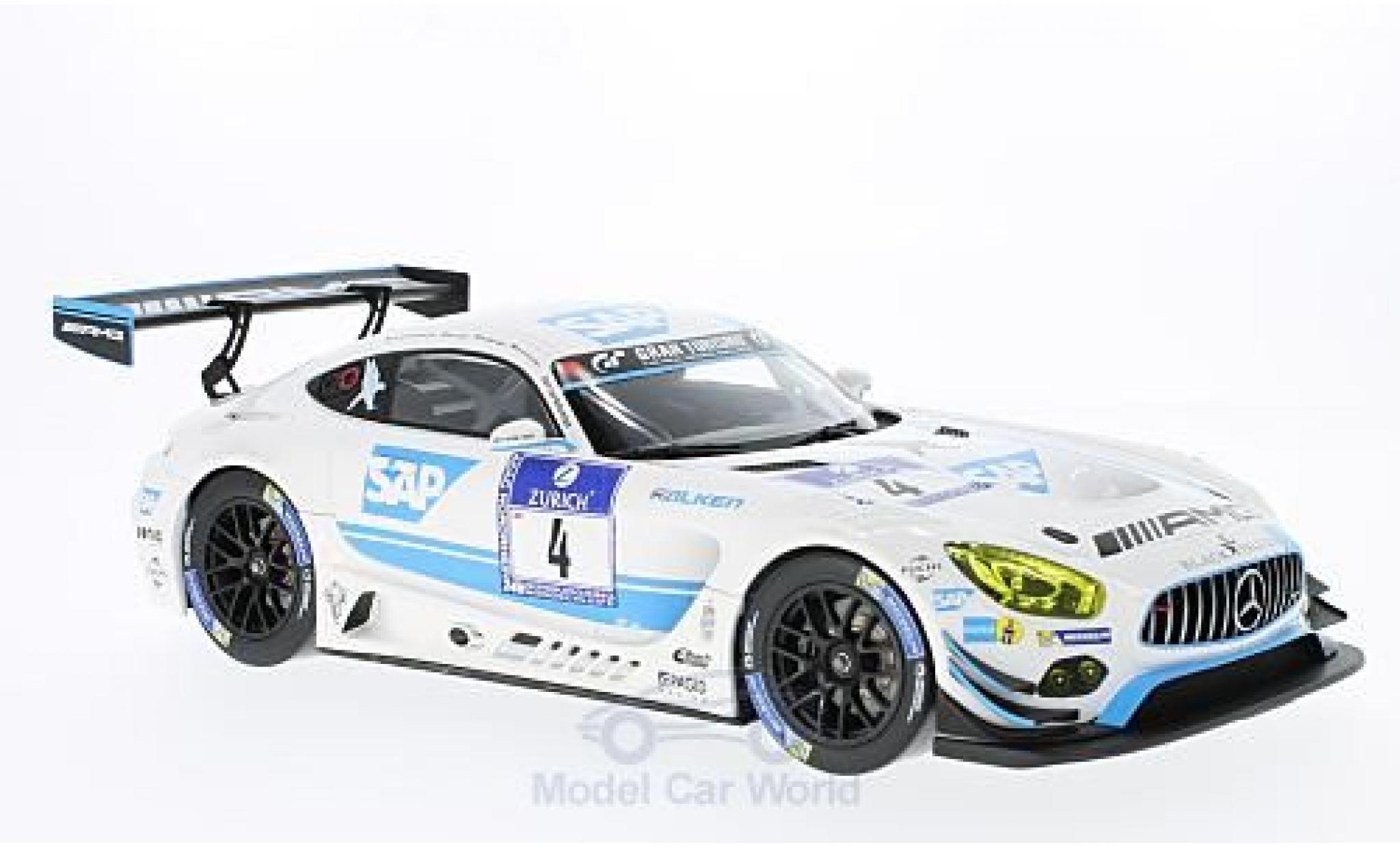 Mercedes AMG GT 1/18 Norev 3 No.4 Black Falcon SAP 24h Nürburgring 2016 A.Christodoulou/M.Metzger/B.Schneider/M.Engel modellino in miniatura