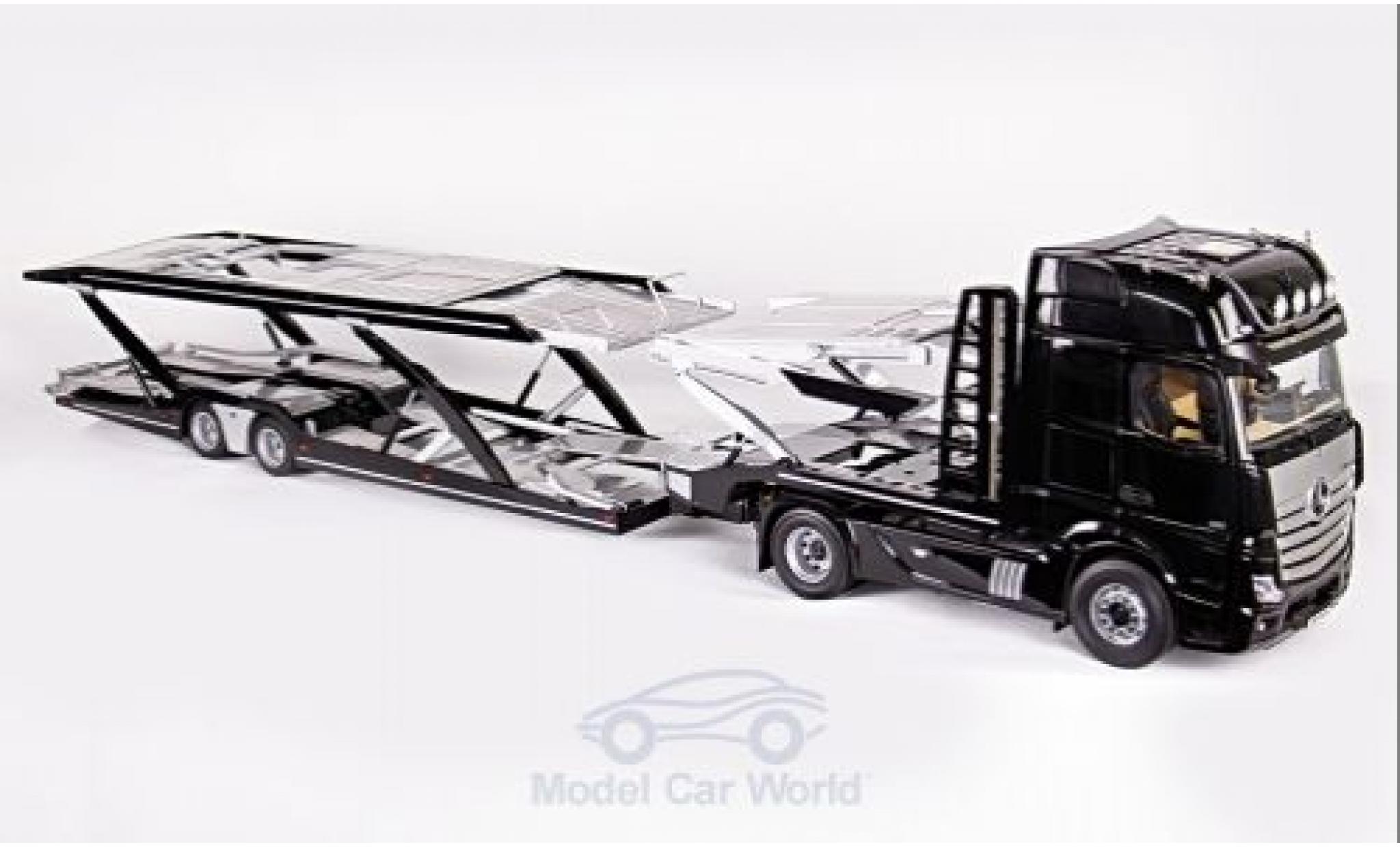 Mercedes Actros 1/18 NZG GigaSpace 4x2 nero/grigio mit Autotransportauflieger modellino in miniatura