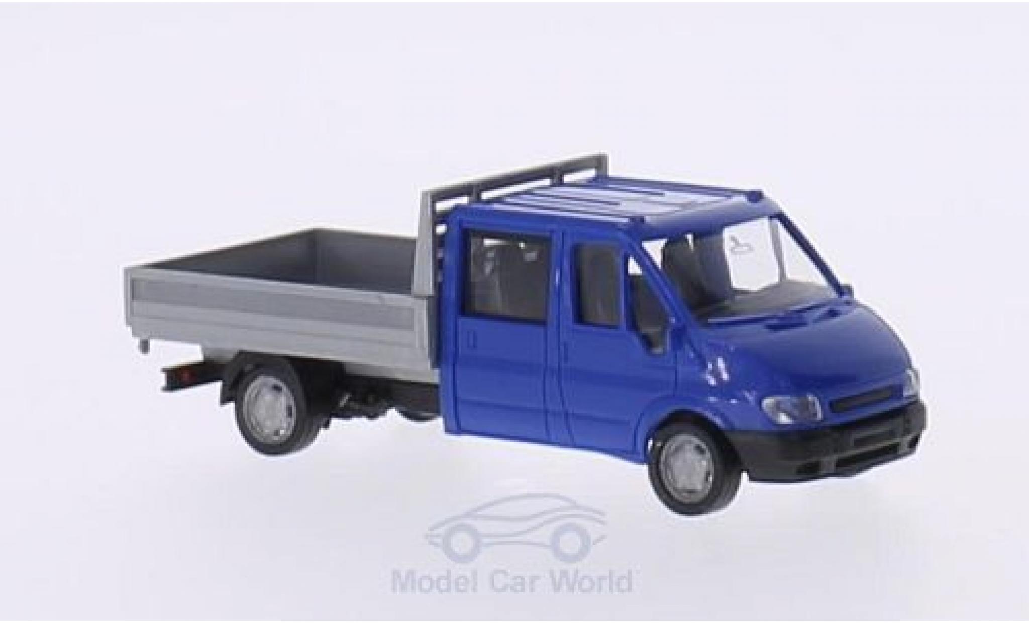Ford Transit 1/87 Rietze Doppelkabine blu/grigio 2001 ohne Vitrine modellino in miniatura