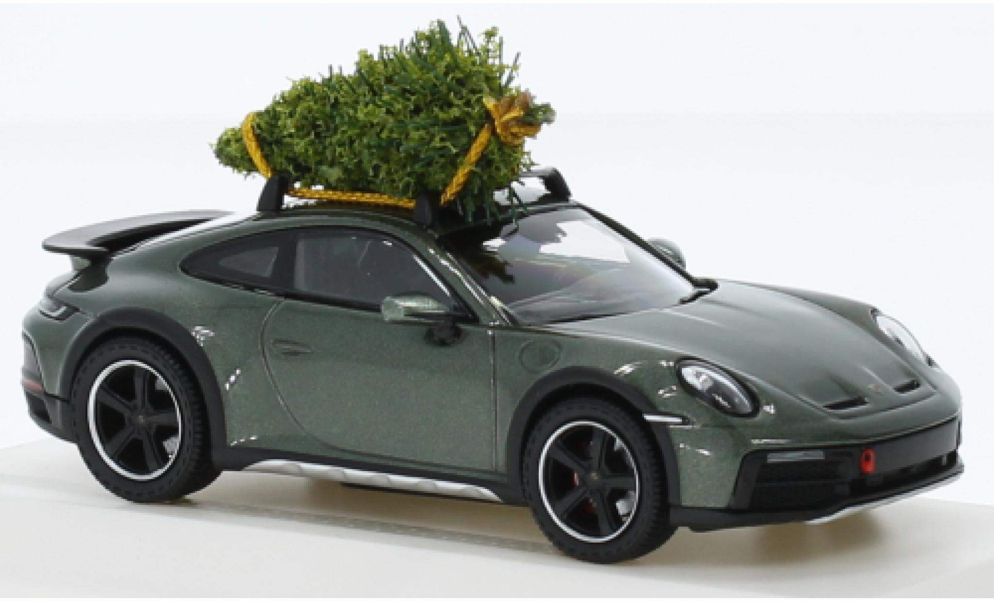 Porsche 992 1/43 I Spark 911  Dakar metallise verde foncé Christmas Edition 2023 modellino in miniatura