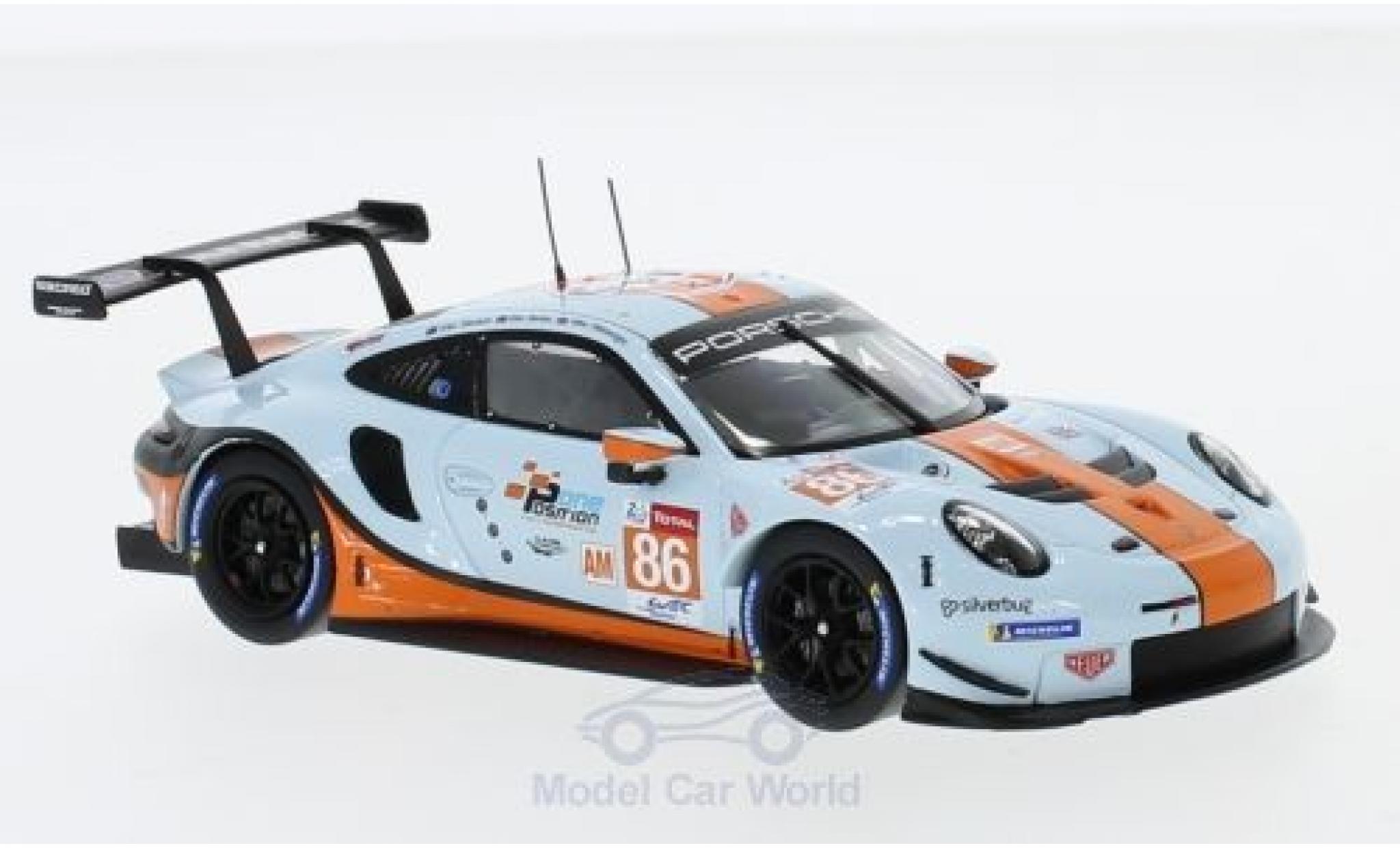 Porsche 991 RSR 1/43 Spark 911 ( II) RSR No.86 Gulf Racing Gulf WEC 2018 M.Wainwright/B.Barker/A.Davison modellino in miniatura