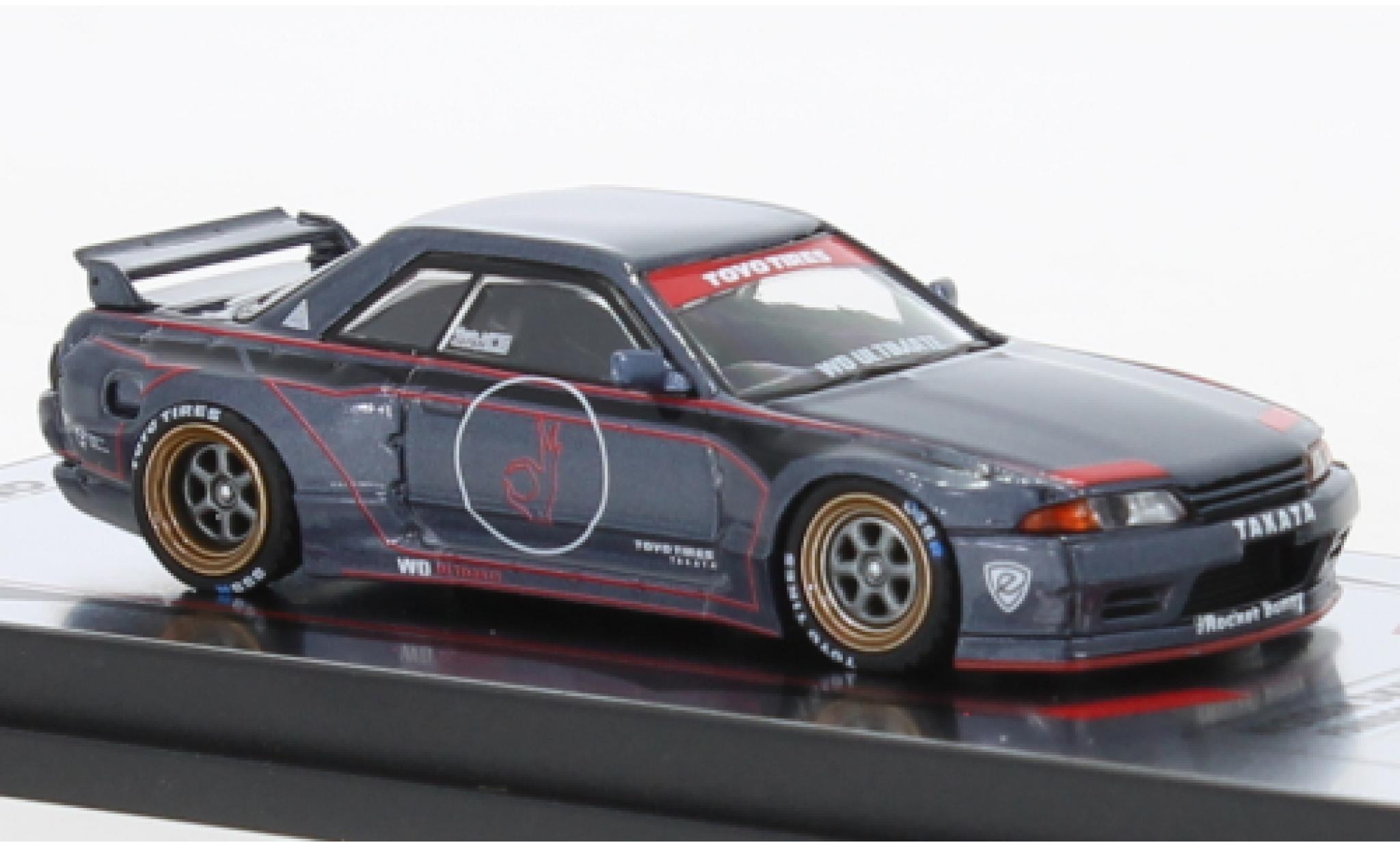 Nissan Skyline 1/64 INNO64 GT-R (R32) Pandem metallise grigio/Dekor RHD modellino in miniatura