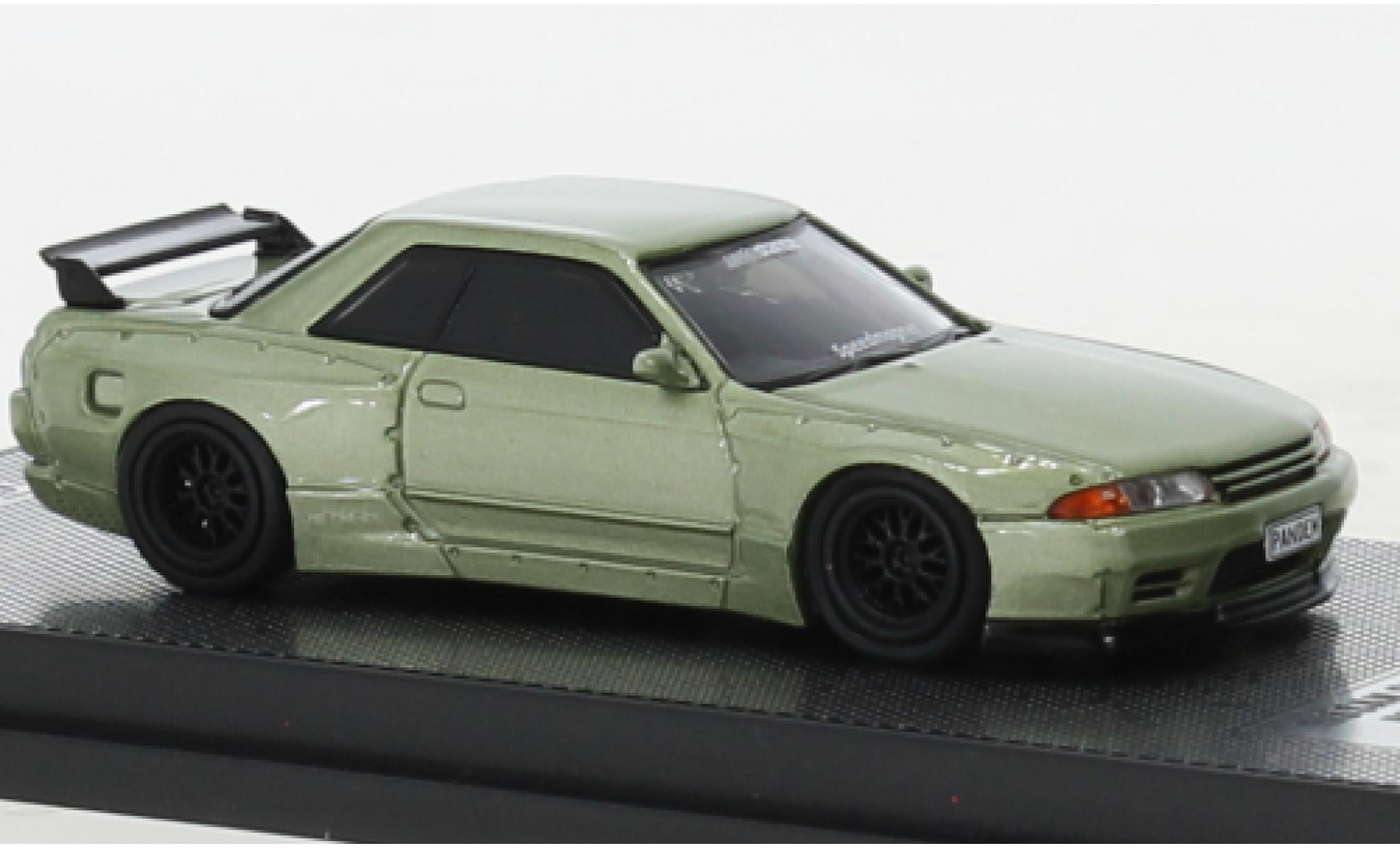 Nissan Skyline 1/64 INNO64 GT-R (R32) Pandem metallise la chaux RHD modellino in miniatura