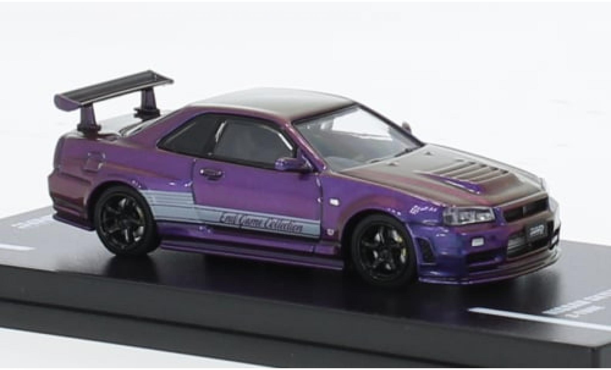 Nissan Skyline 1/64 INNO64 GT-R (R34) metallise violett RHD Endgame 1:64 modellino in miniatura