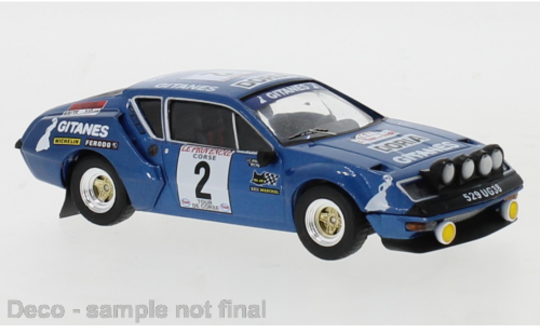 Alpine A310 1/43 IXO No.2 Gitanes Tour de Corse 1976 J-C.Andruet/Biche modellino in miniatura