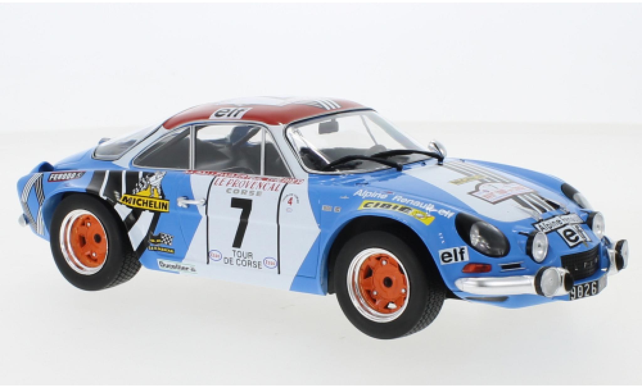 Alpine A110 1/18 IXO Renault No.7 Tour de Corse 1973 J-L.Therier/M.Callewaert modellino in miniatura