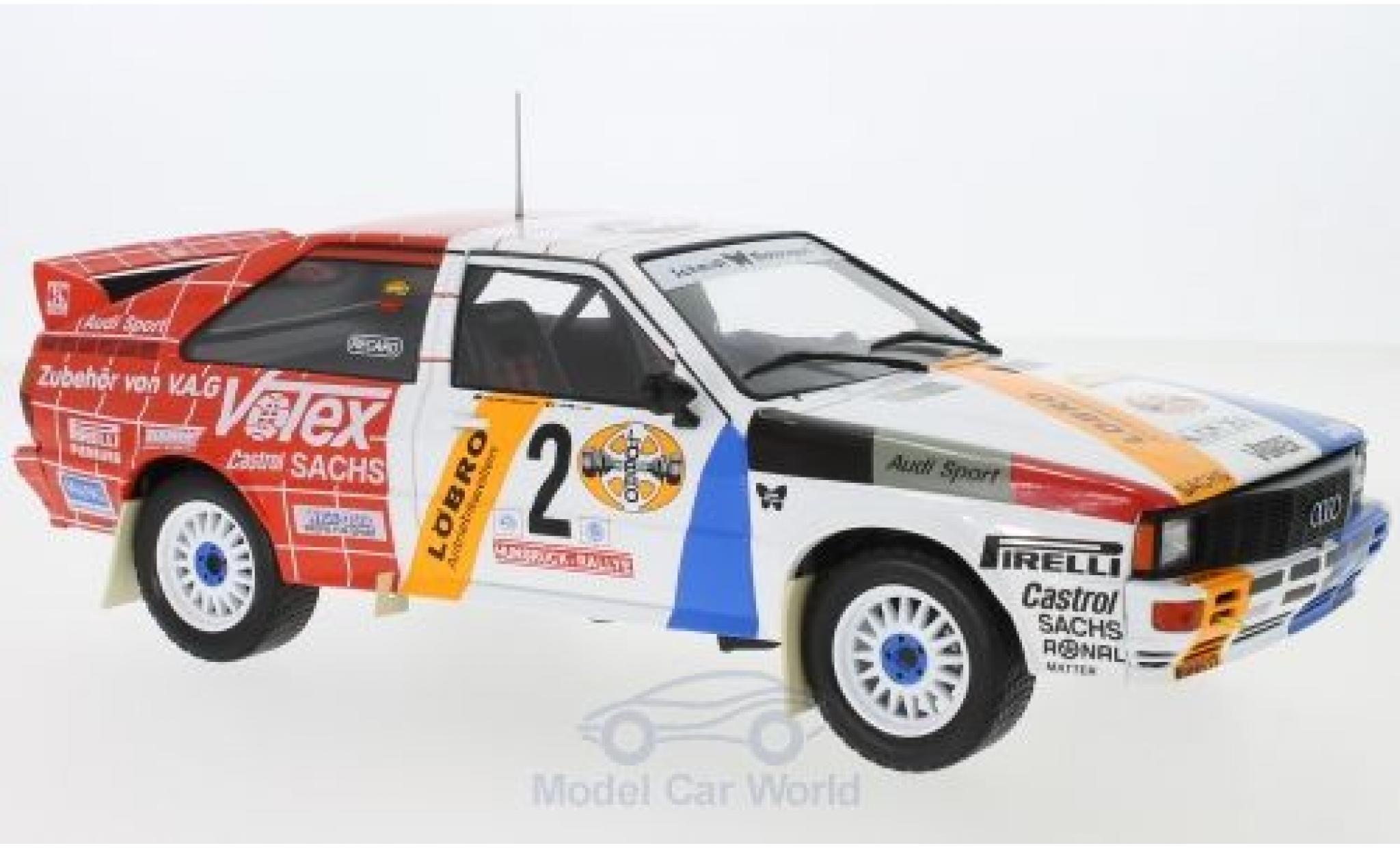 Audi Quattro 1/18 IXO quattro No.2 Schmidt Motorsport Rallye DM Hunsrück Rallye 1984 H.Demuth/W.Lux modellino in miniatura