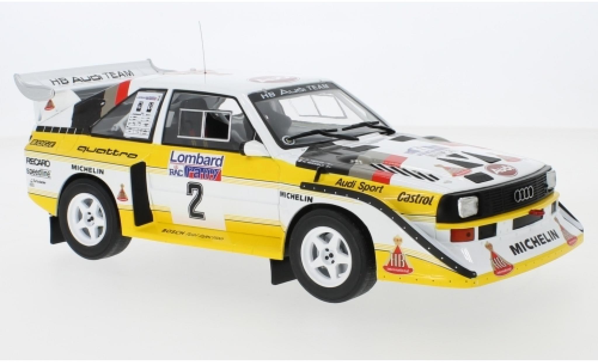Audi Sport Quattro 1/18 IXO Sport quattro S1 No.2 HB Team HB Rallye WM RAC Rallye 1985 H.Mikkola/A.Hertz modellino in miniatura