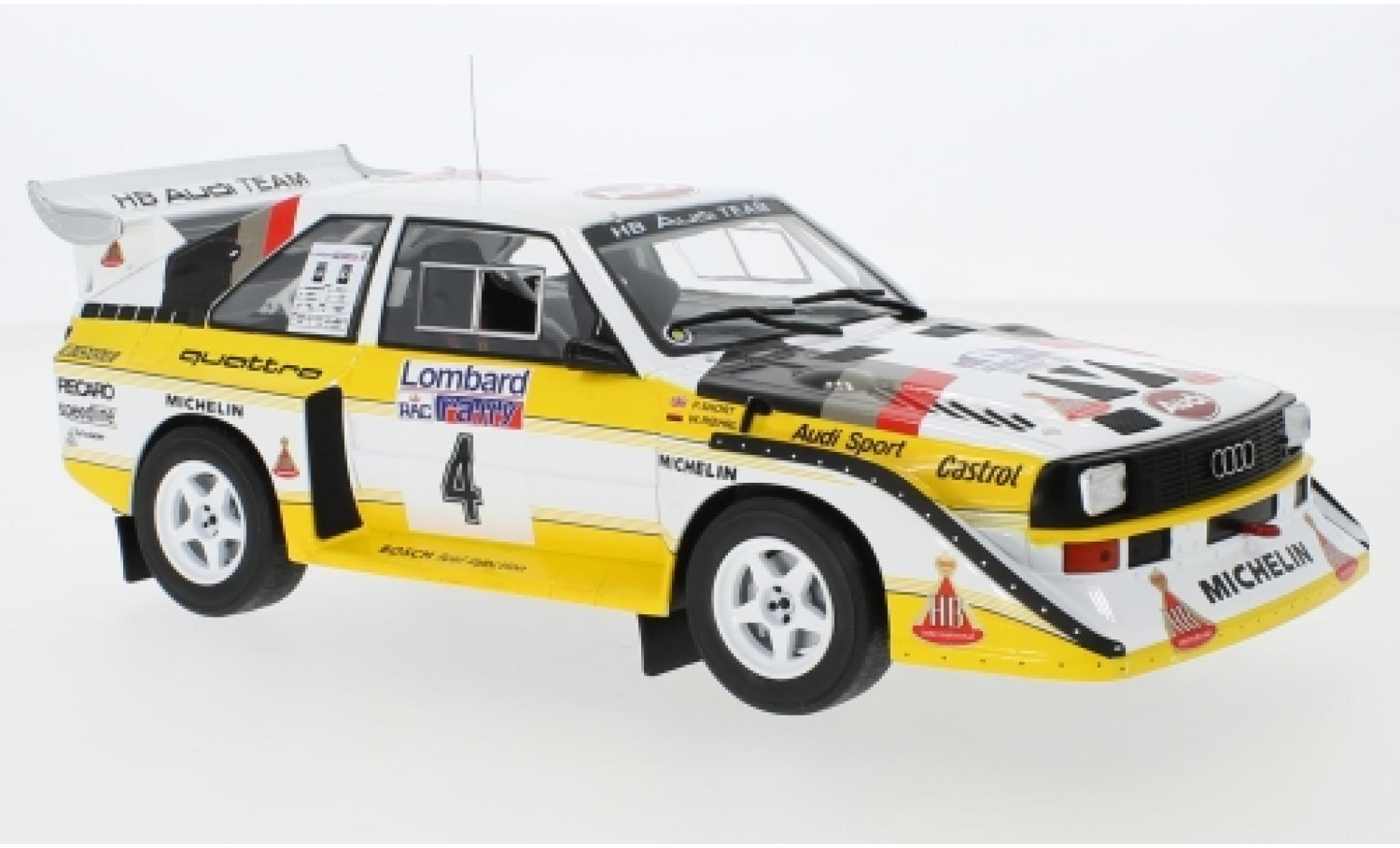 Audi Sport Quattro 1/18 IXO Sport quattro S1 No.4 HB Team HB Rallye WM RAC Rallye 1985 W.Röhrl/C.Geistdörfer modellino in miniatura