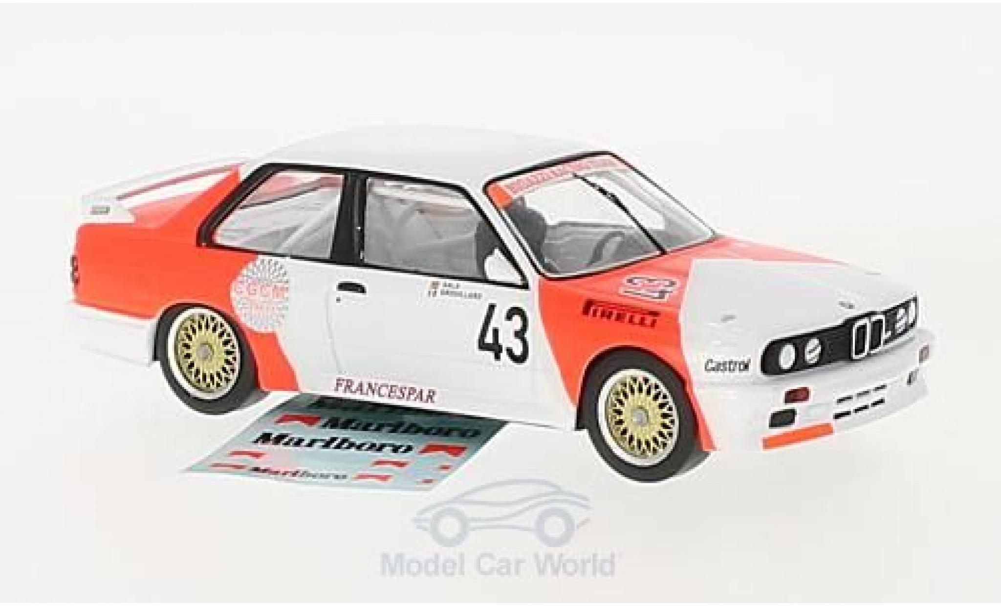 Bmw M3 E30 1/43 IXO (E30) No.43 Bigazzi Racing Team Marlboro WTCC 1987 mit Decals L.-P.Sala/O.Grouillard modellino in miniatura