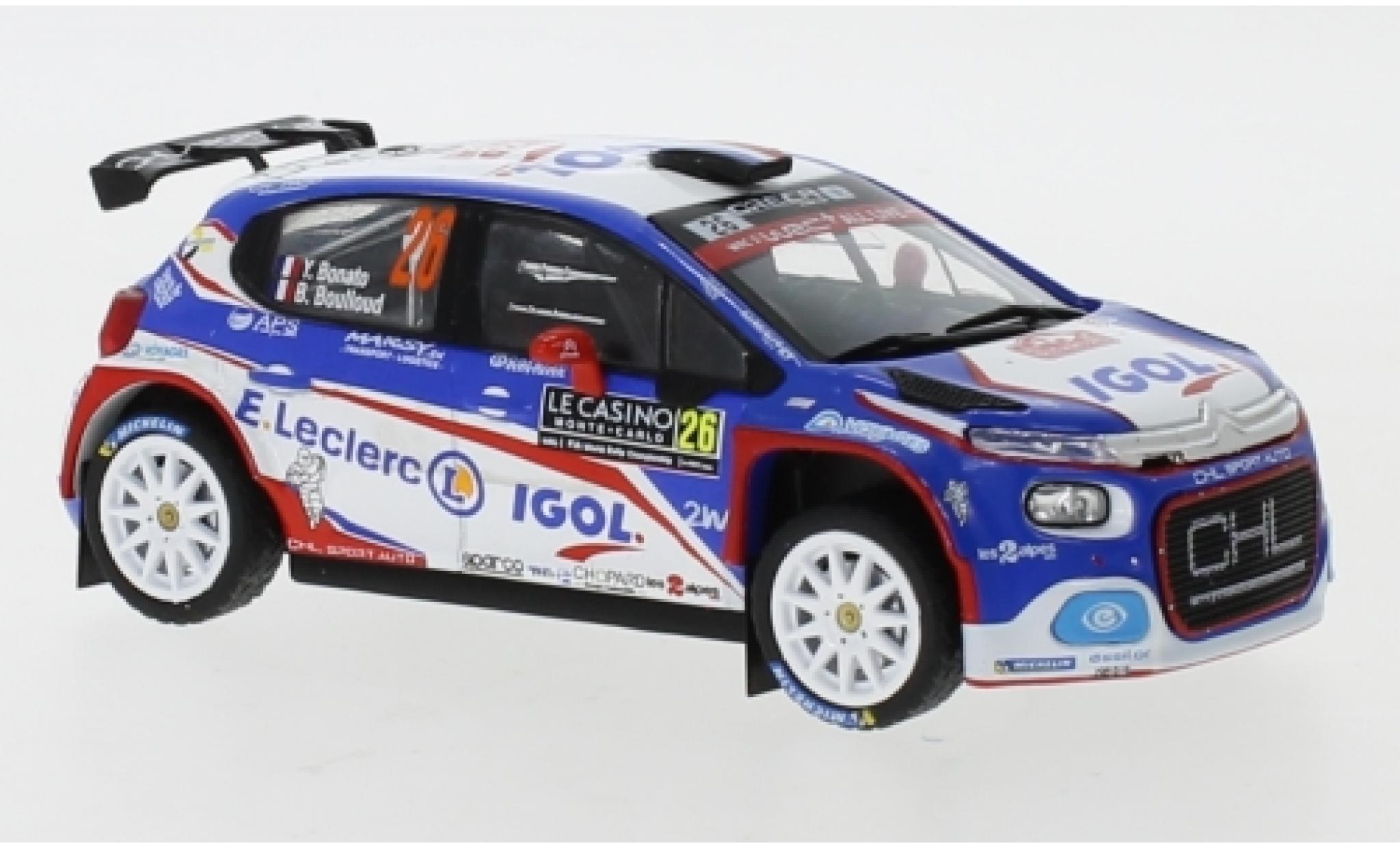 Citroen C3 1/43 IXO R5 No.26 Rallye WM Rallye Monte Carlo 2020 Y.Bonato/B.Boulloud modellino in miniatura