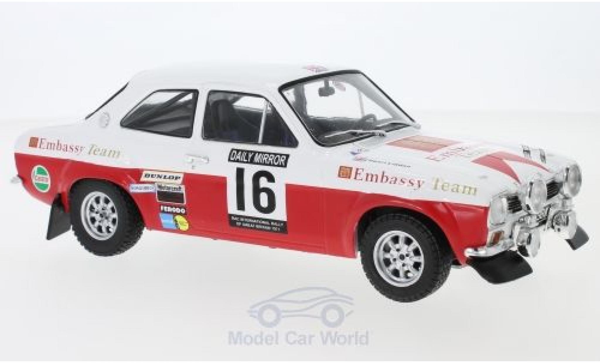 Ford Escort 1/18 IXO MK1 RS 1600 No.16 Embassy RAC Rallye 1971 T.Makinen/H.Liddon modellino in miniatura