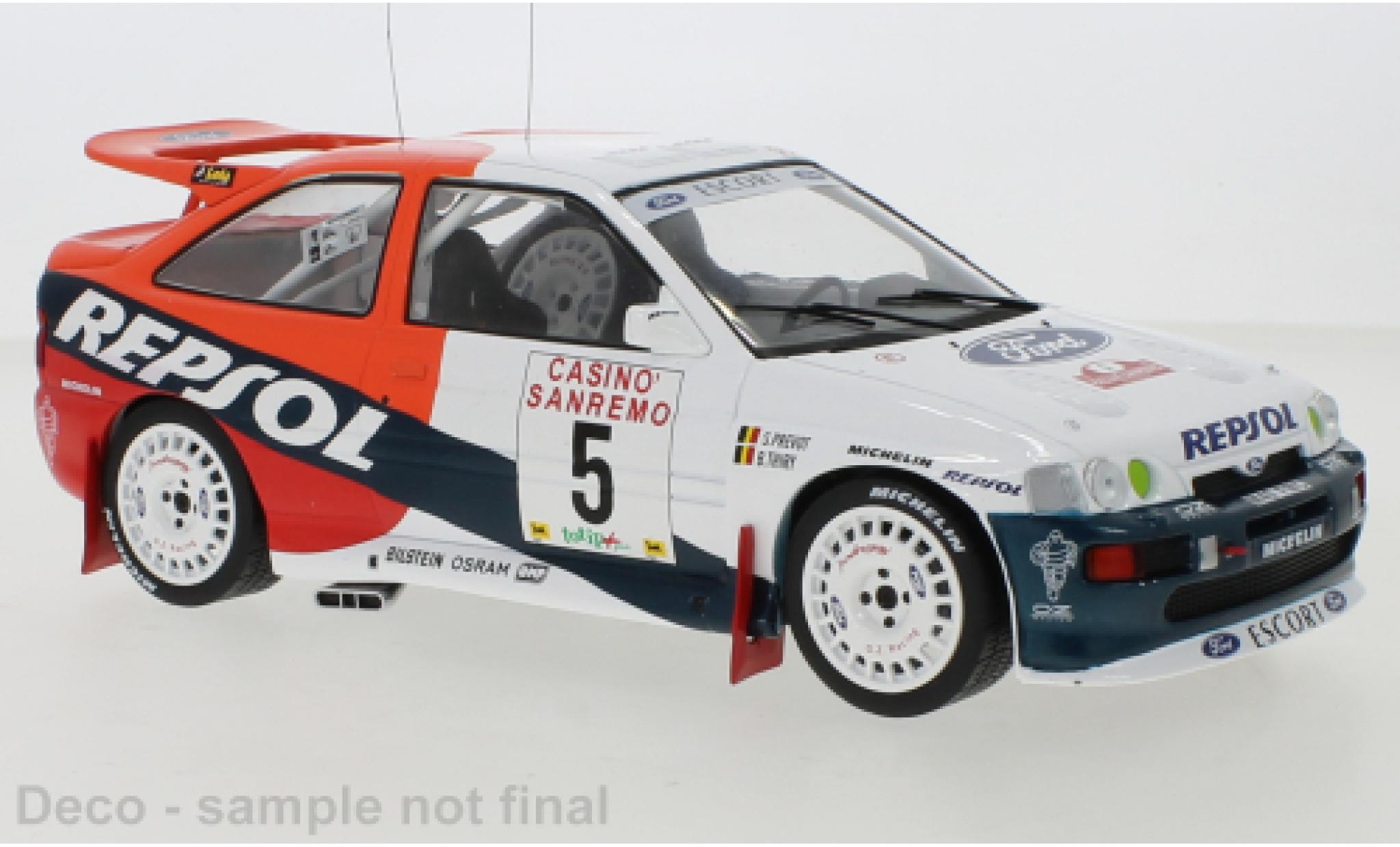 Ford Escort 1/18 IXO RS Cosworth No.5 Rally San Remo 1996 B.Thiry/S.Prevot modellino in miniatura