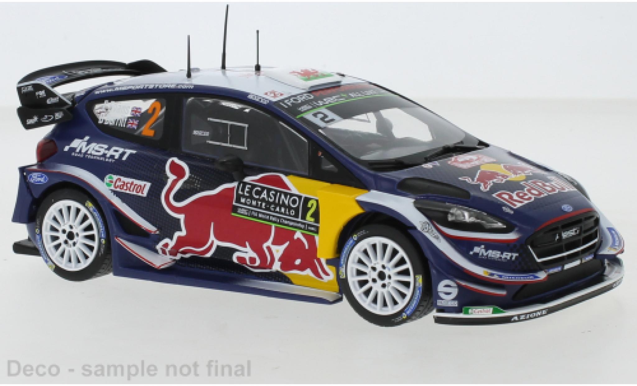 Ford Fiesta 1/24 IXO WRC No.2 MS Sport Red Bull Rallye Monte Carlo 2018 E.Evans/D.Barritt modellino in miniatura