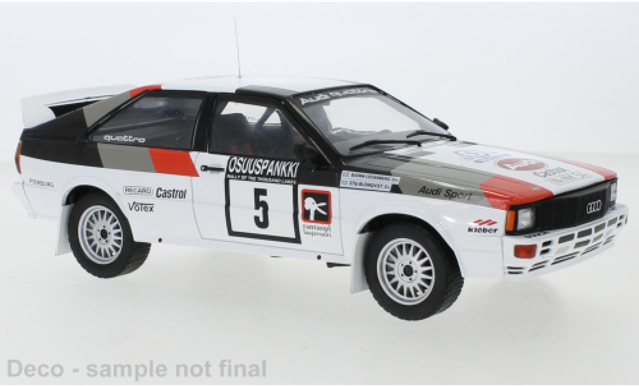 Audi Quattro 1/18 IXO No.5 1000 Lakes Rally 1982 modellino in miniatura