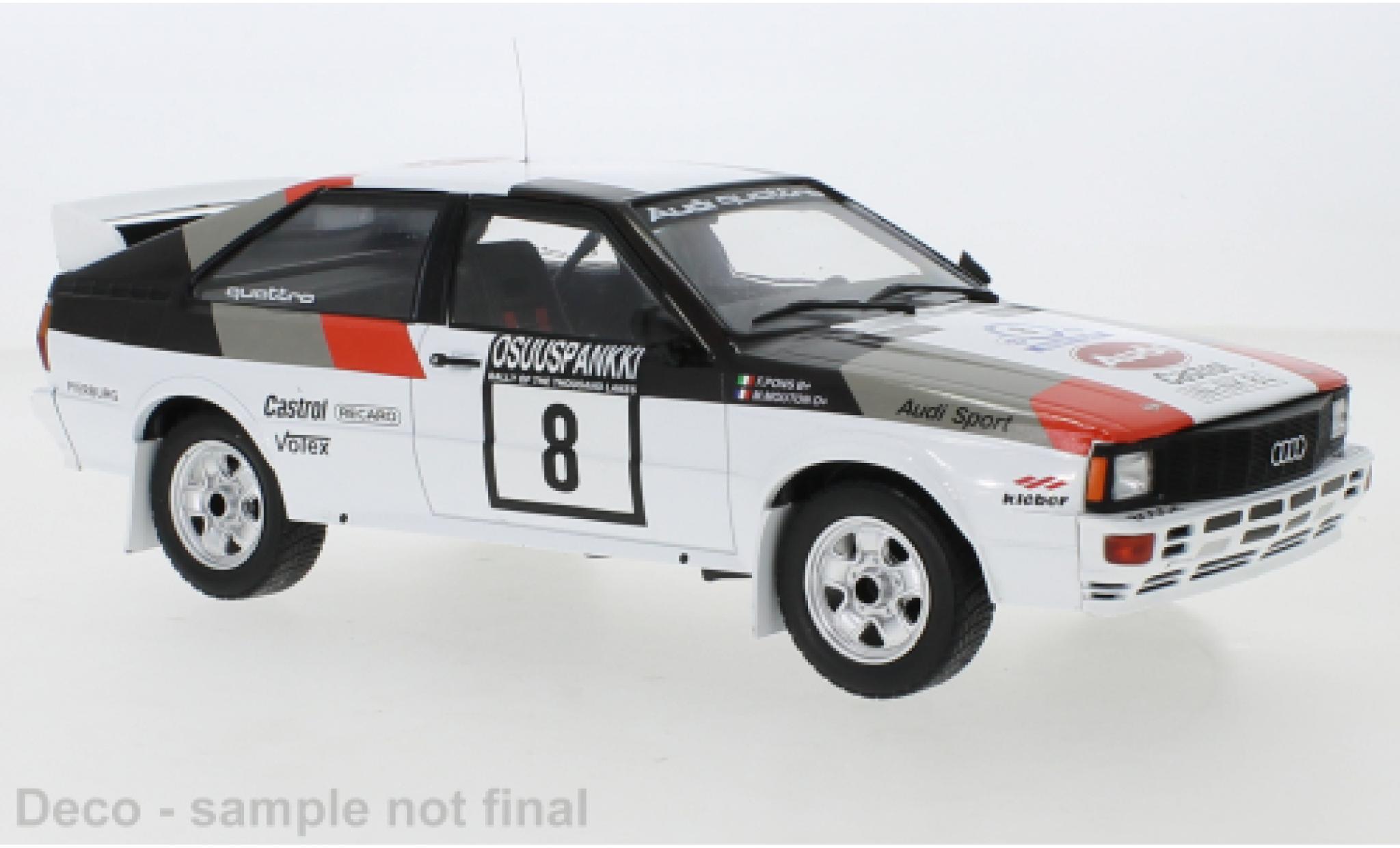 Audi Quattro 1/18 IXO No.8 1000 Lakes Rally 1982 modellino in miniatura