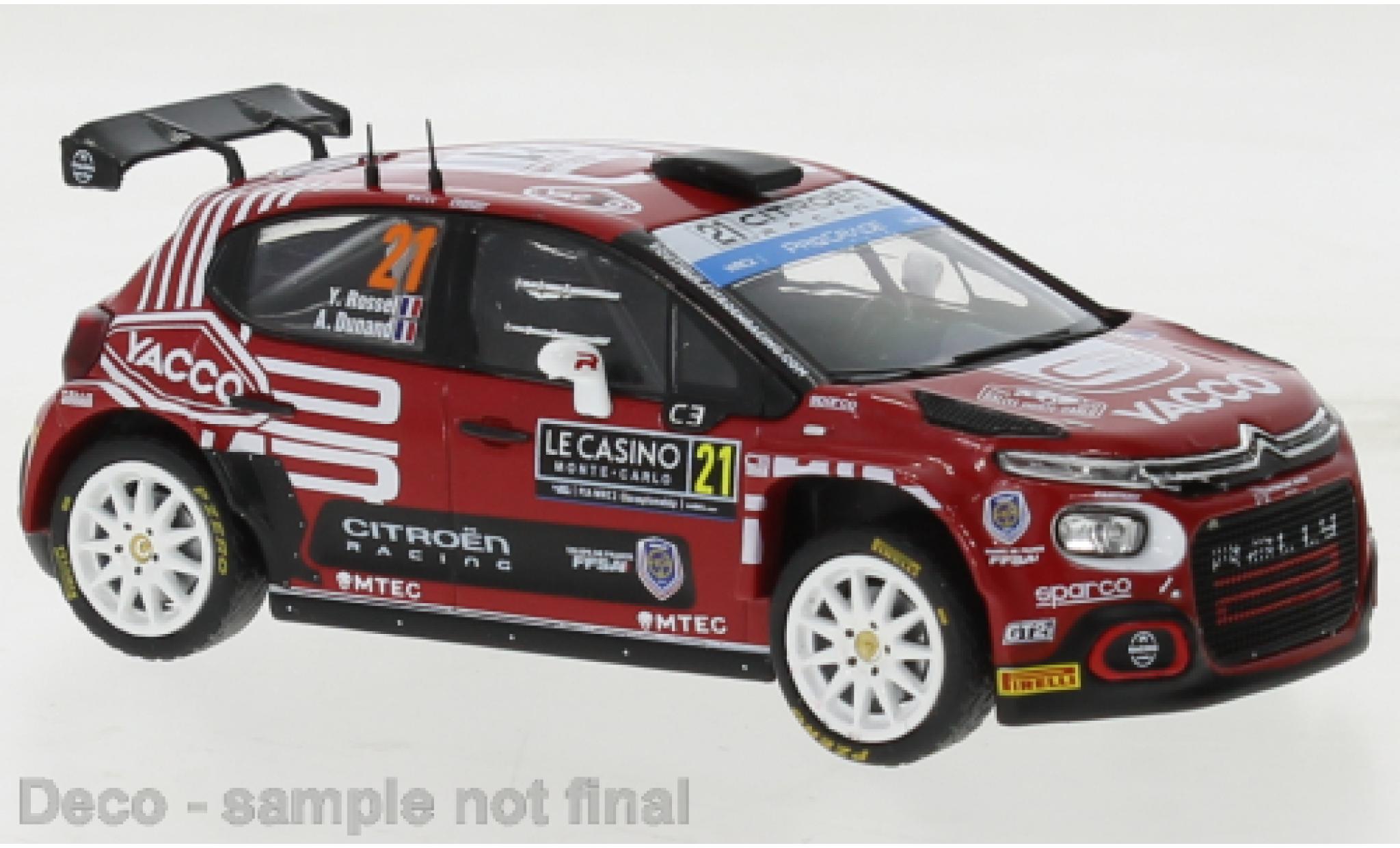 Citroen C3 1/43 IXO No.21 WRC2 Rally Monte Carlo 2023 modellino in miniatura