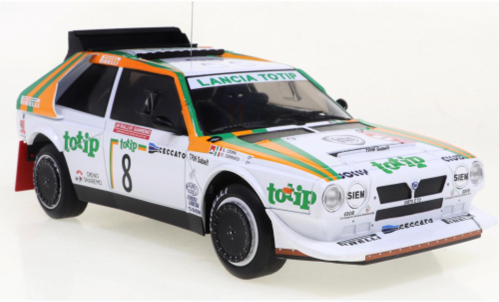 Lancia Delta 1/18 IXO S4 No.8 Rally San Remo 1986 modellino in miniatura