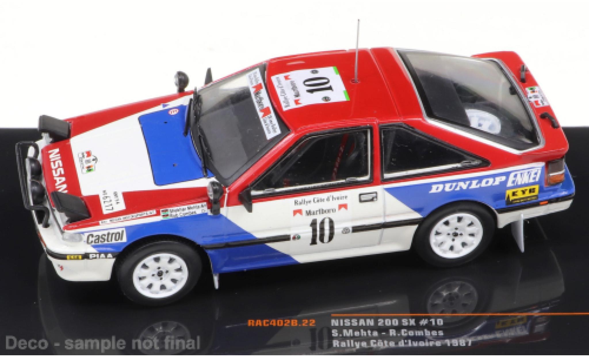 Nissan 200 SX 1/43 IXO No.10 Rallye Cote d Ivoire 1987 modellino in miniatura