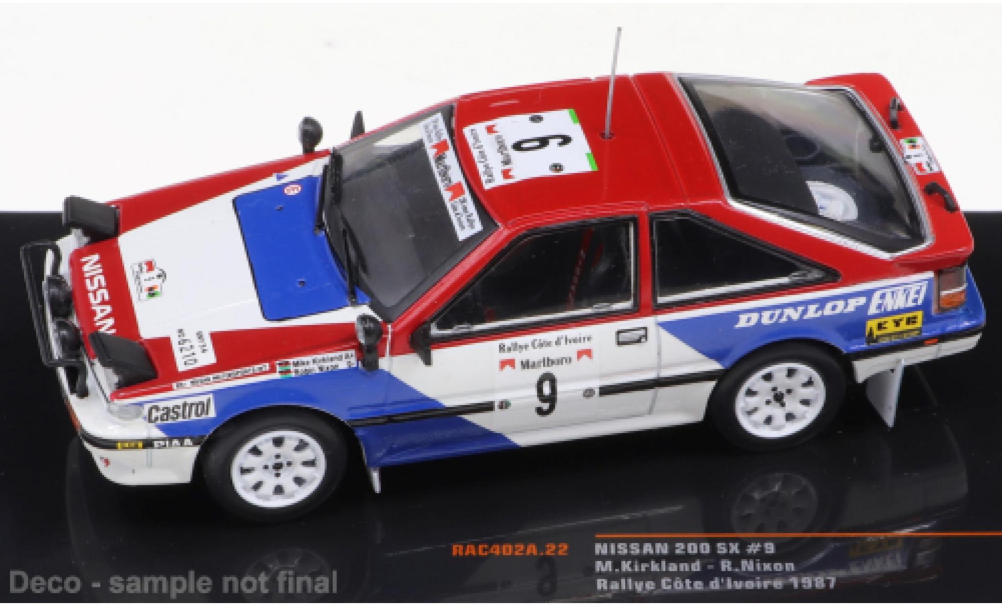 Nissan 200 SX 1/43 IXO No.9 Rallye Cote d Ivoire 1987 modellino in miniatura