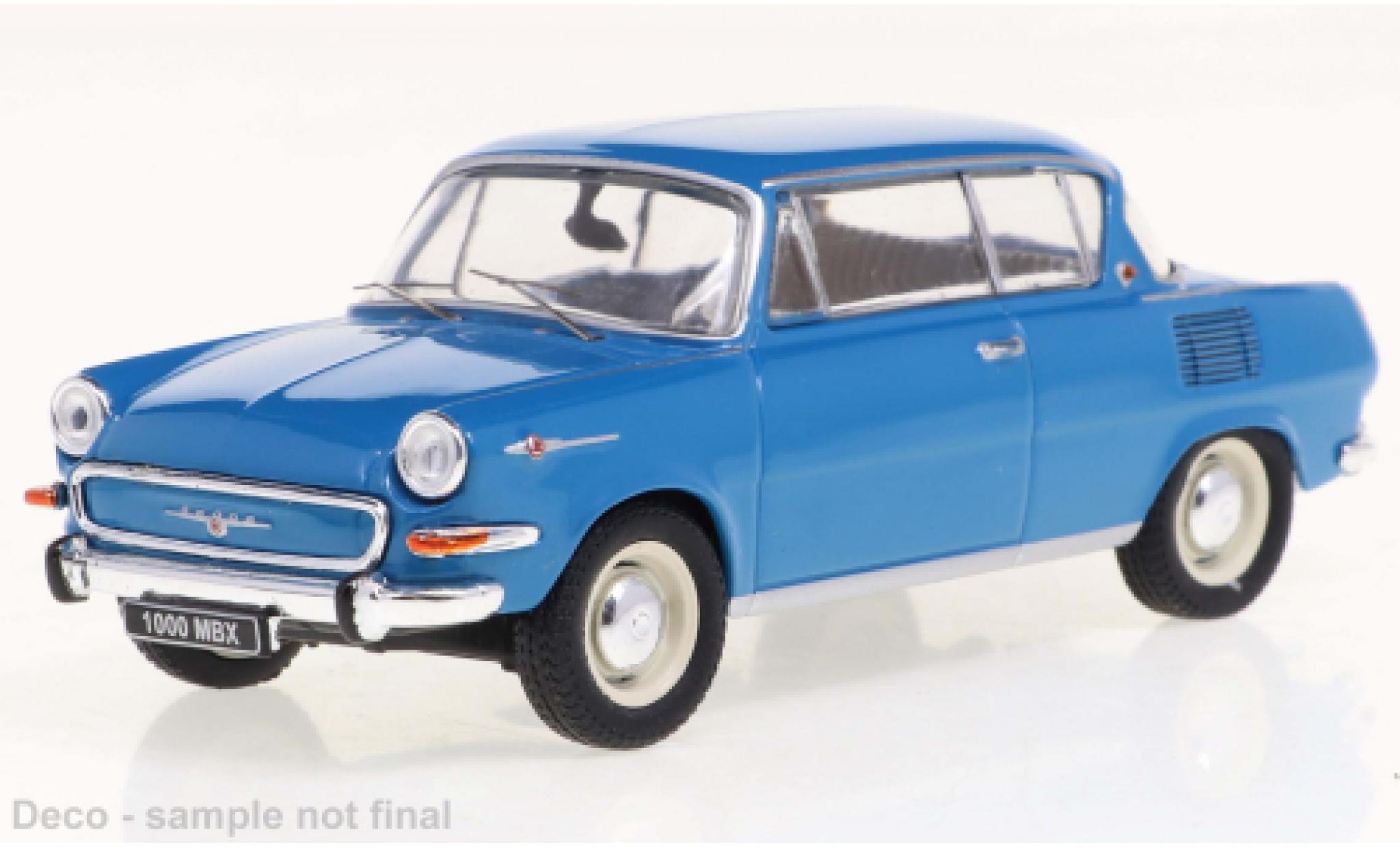 Skoda 1000 1/43 IXO MBX blu clair 1966 modellino in miniatura