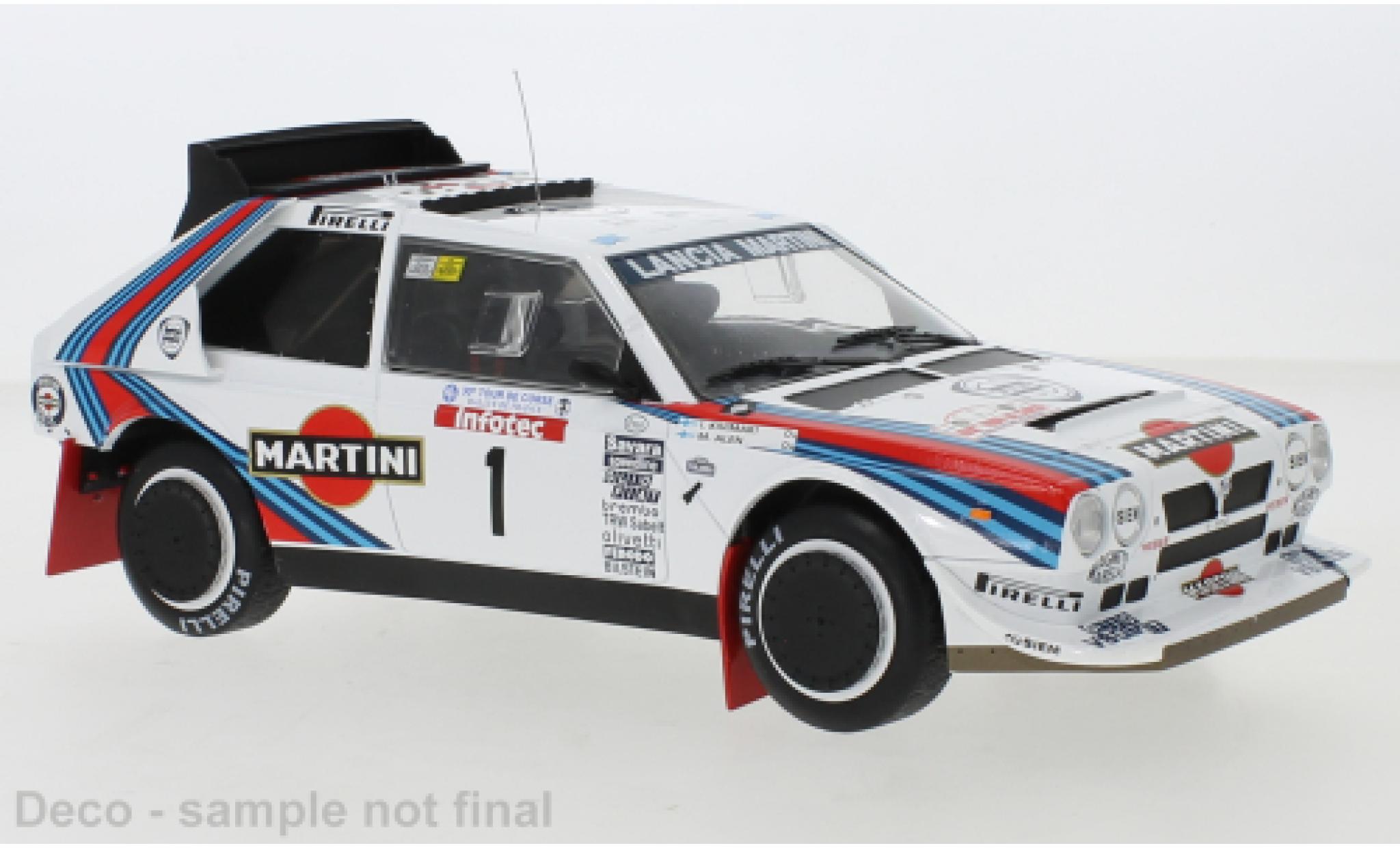 Lancia Delta 1/18 IXO S4 No.1 Martini Racing Martini Tour de Corse 1986 M.Alen/I.Kivimäki modellino in miniatura