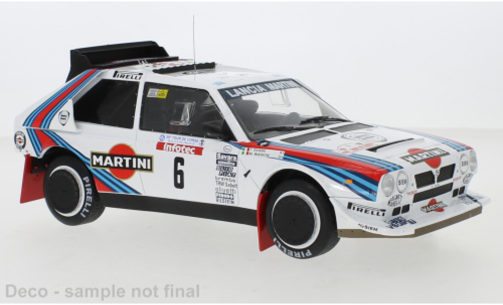 Lancia Delta 1/18 IXO S4 No.6 Martini Racing Martini Tour de Corse 1986 M.Biasion/T.Siviero modellino in miniatura