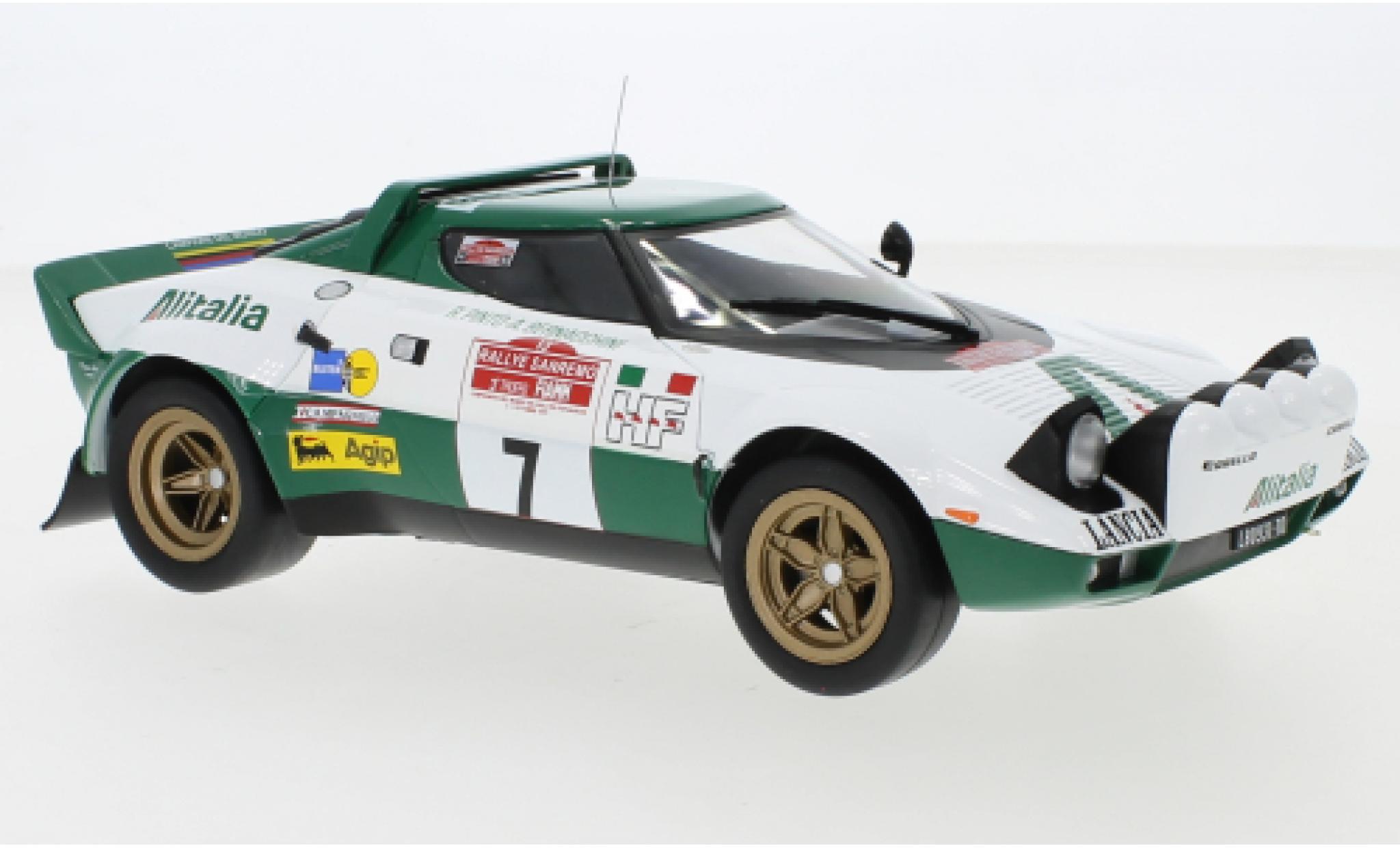 Lancia Stratos 1/18 IXO HF No.7 Alitalia Rallye WM Rally San Remo 1975 R.Pinto/A.Bernacchini modellino in miniatura