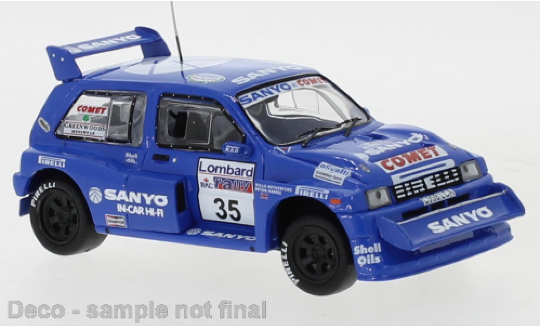 MG Metro 1/43 IXO 6R4 RHD No.35 Sanyo RAC Rally 1986 W.Rutherford/B.Harris modellino in miniatura