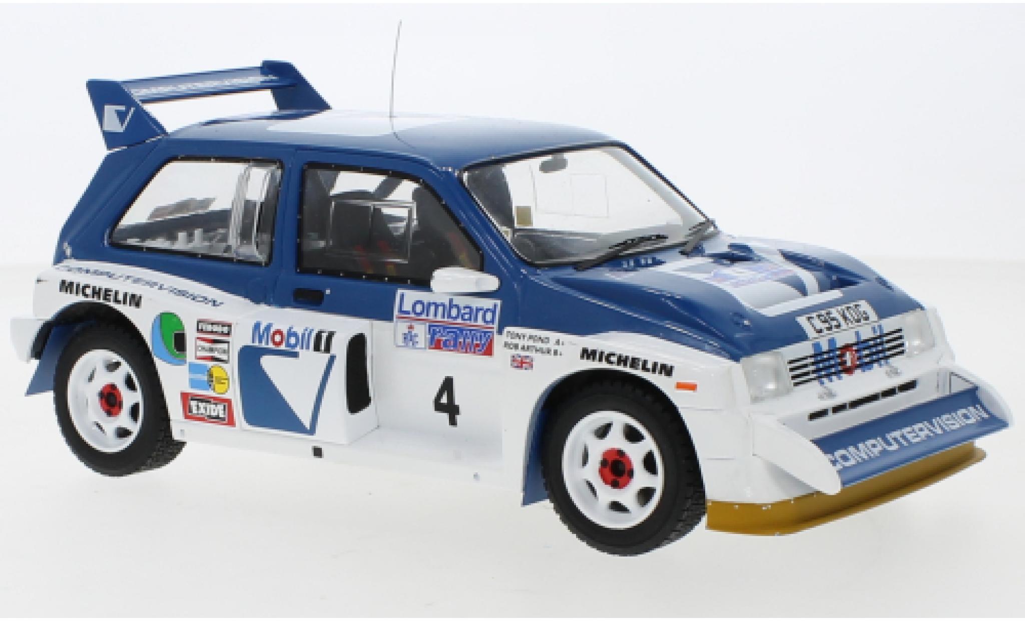 MG Metro 1/18 IXO 6R4 RHD No.4 RAC Rally 1986 T.Pond/R.Arthur modellino in miniatura