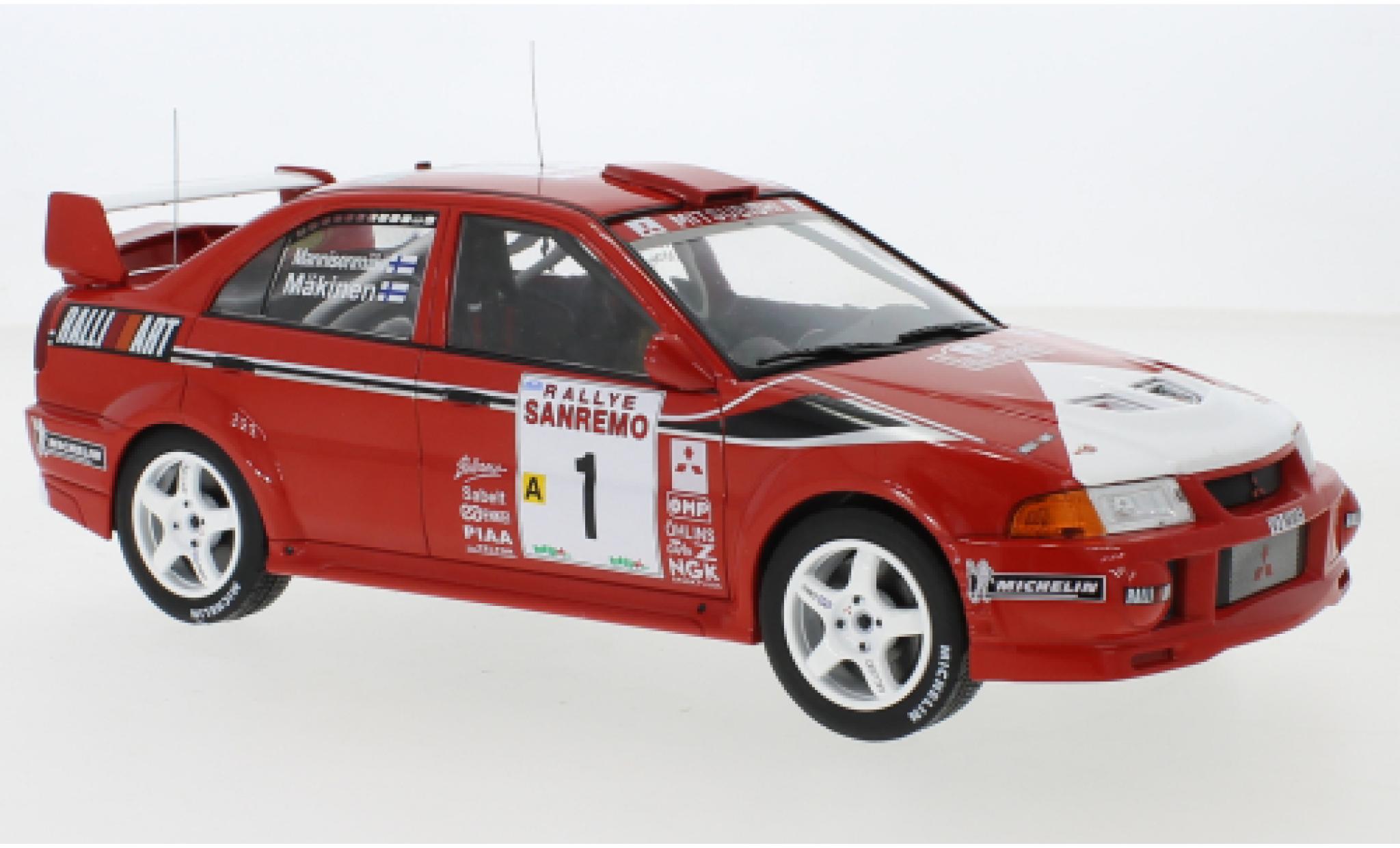 Mitsubishi Lancer 1/18 IXO RS Evolution VI No.1 Rally San Remo 1999 T.Mäkinen/R.Mannisenmäki modellino in miniatura