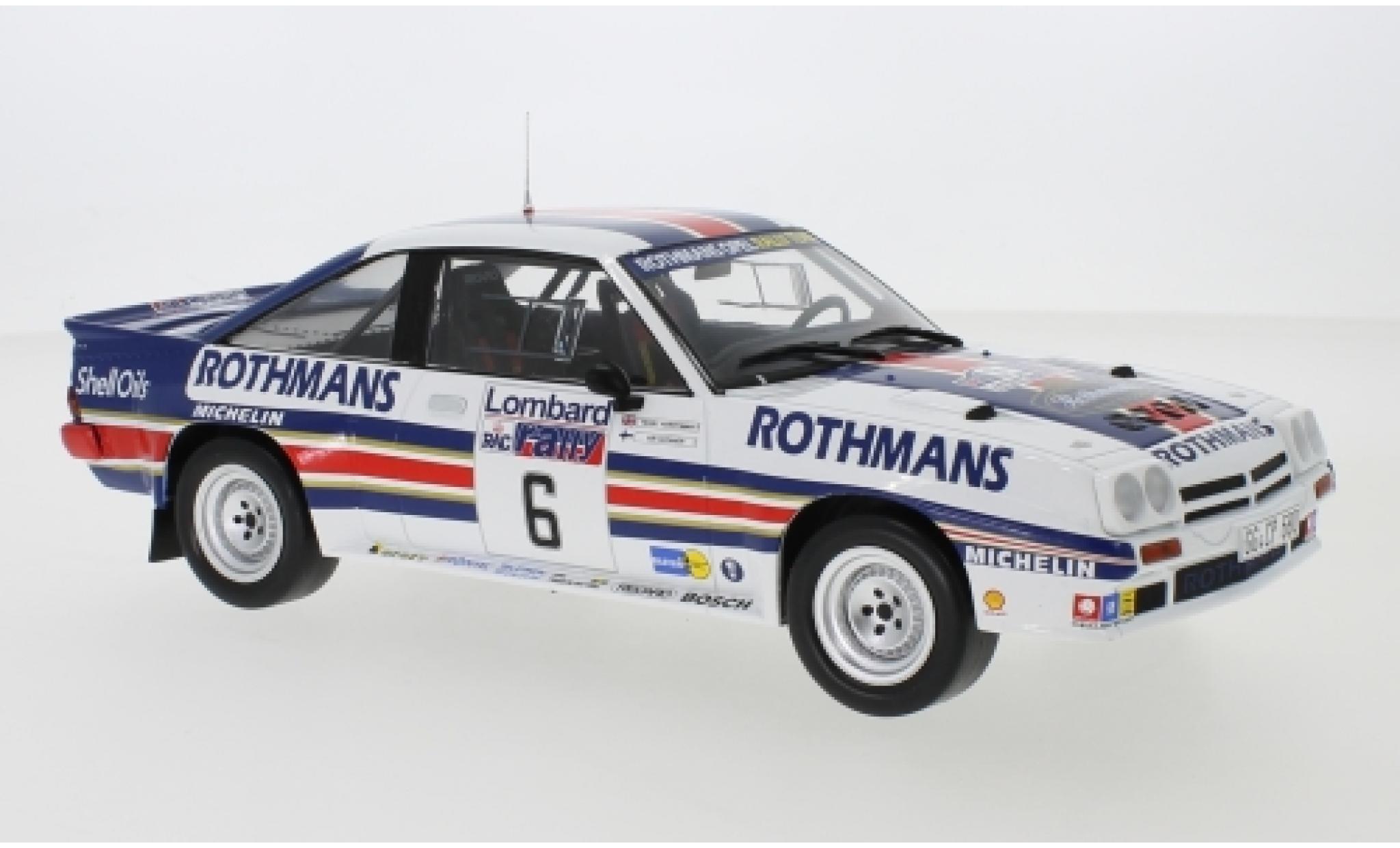 Opel Manta 1/18 IXO 400 No.6 Rothmans Rally Team Rothmans Rallye WM RAC Rallye 1983 A.Vatanen/T.Harryman modellino in miniatura