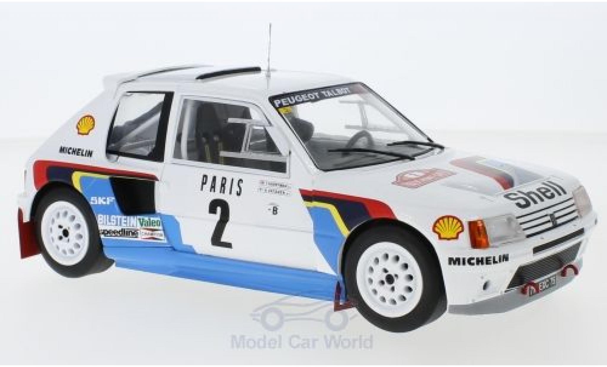 Peugeot 205 1/18 IXO T16 No.2 Rallye WM Rallye Monte Carlo 1985 A.Vatanen/T.Harryman modellino in miniatura