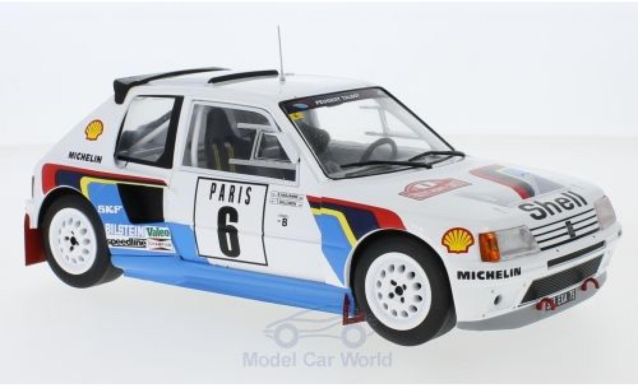 Peugeot 205 1/18 IXO T16 No.6 Rallye WM Rallye Monte Carlo 1985 T.Salonen/S.Harjanen modellino in miniatura