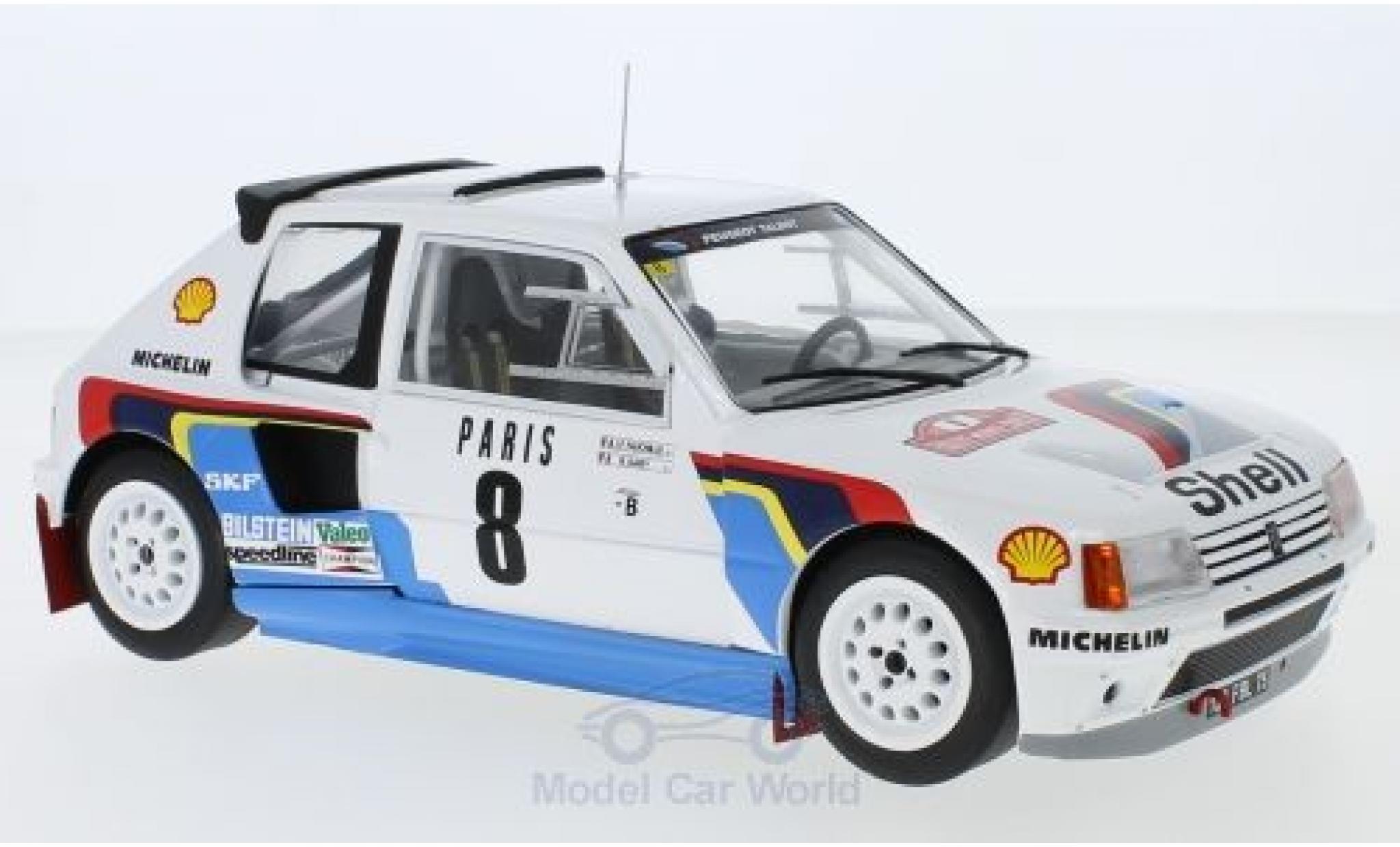 Peugeot 205 1/18 IXO T16 No.8 Rallye WM Rallye Monte Carlo 1985 B.Saby/J-F.Fauchille modellino in miniatura