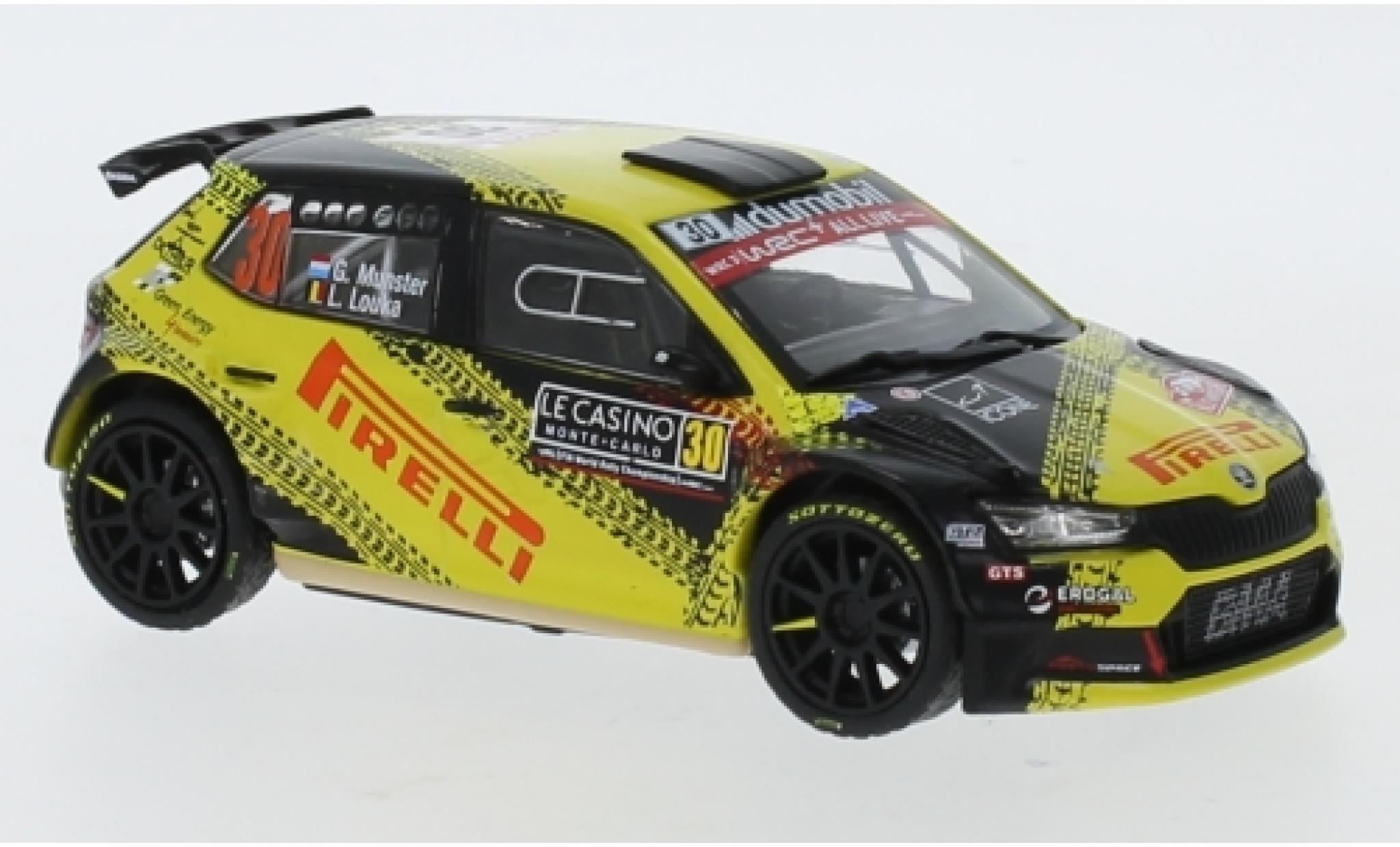 Skoda Fabia 1/43 IXO R5 Evo No.30 Pirelli Rallye WM Rally Monte Carlo 2020 G.Munster/L.Louka modellino in miniatura