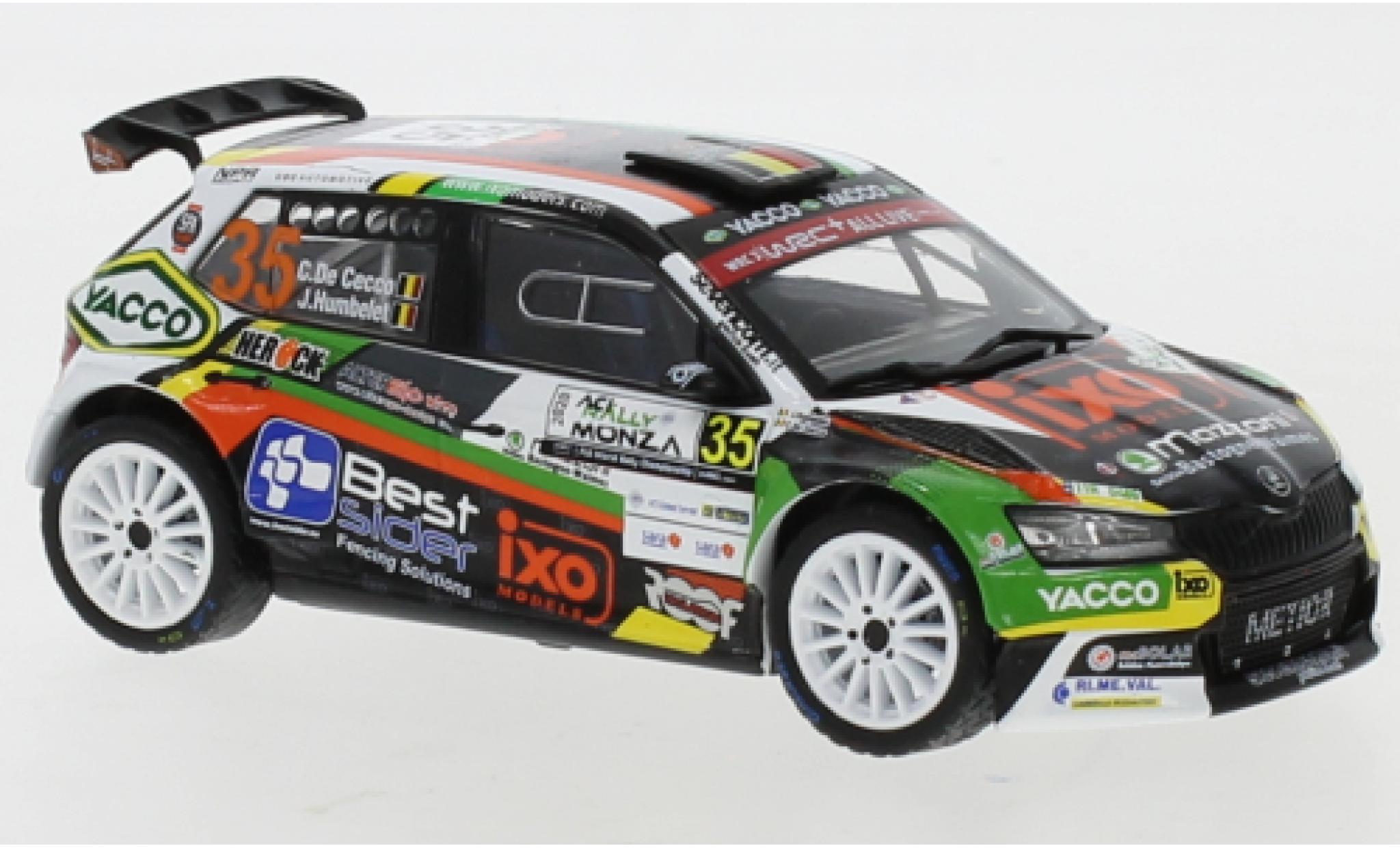 Skoda Fabia 1/43 IXO R5 Evo No.35 WRC Rallye Monza 2020 C. De Cecco/J.Humblet modellino in miniatura