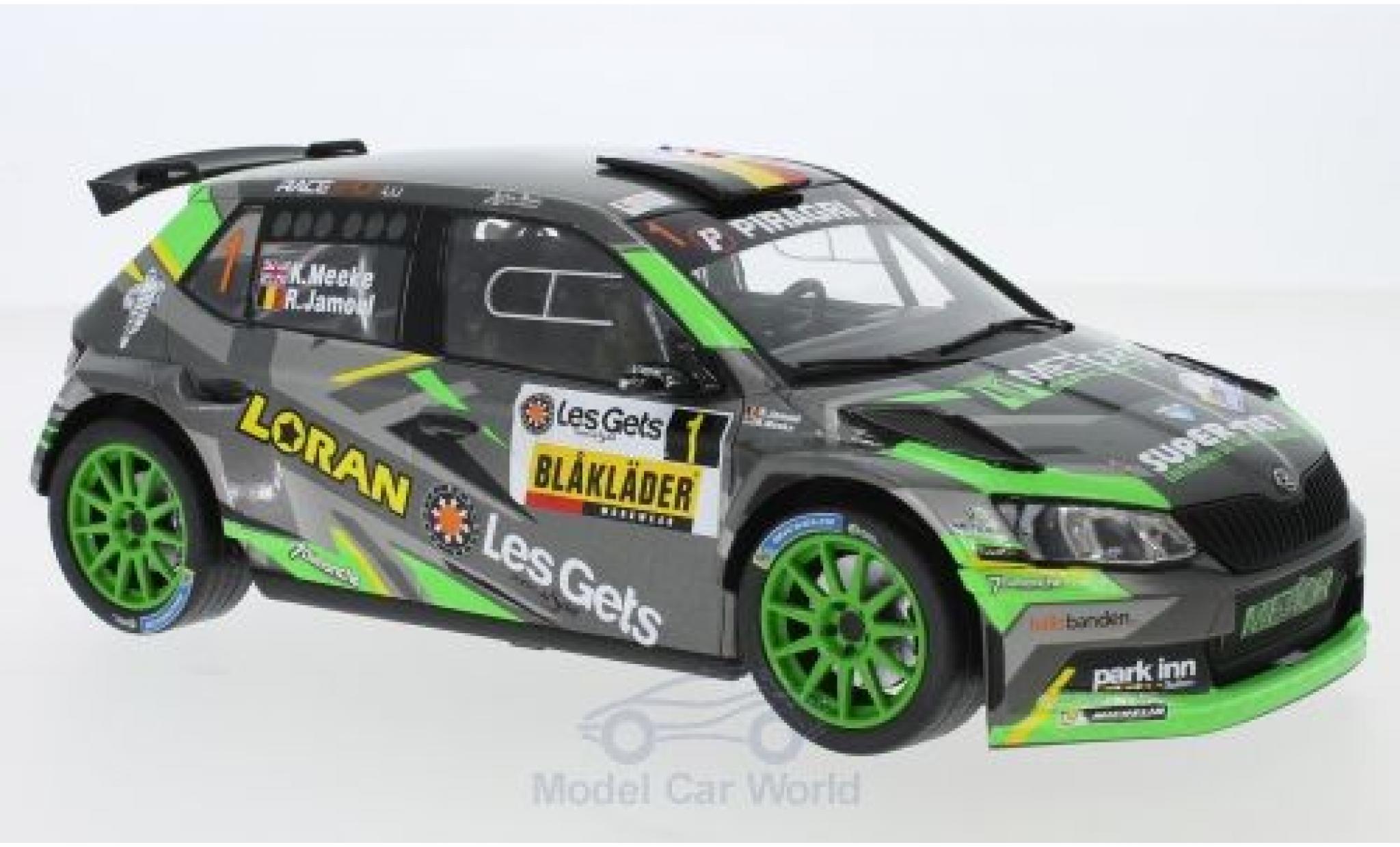 Skoda Fabia 1/18 IXO R5 No.1 Rallye Condroz 2018 K.Meeke/R.Jamoul modellino in miniatura
