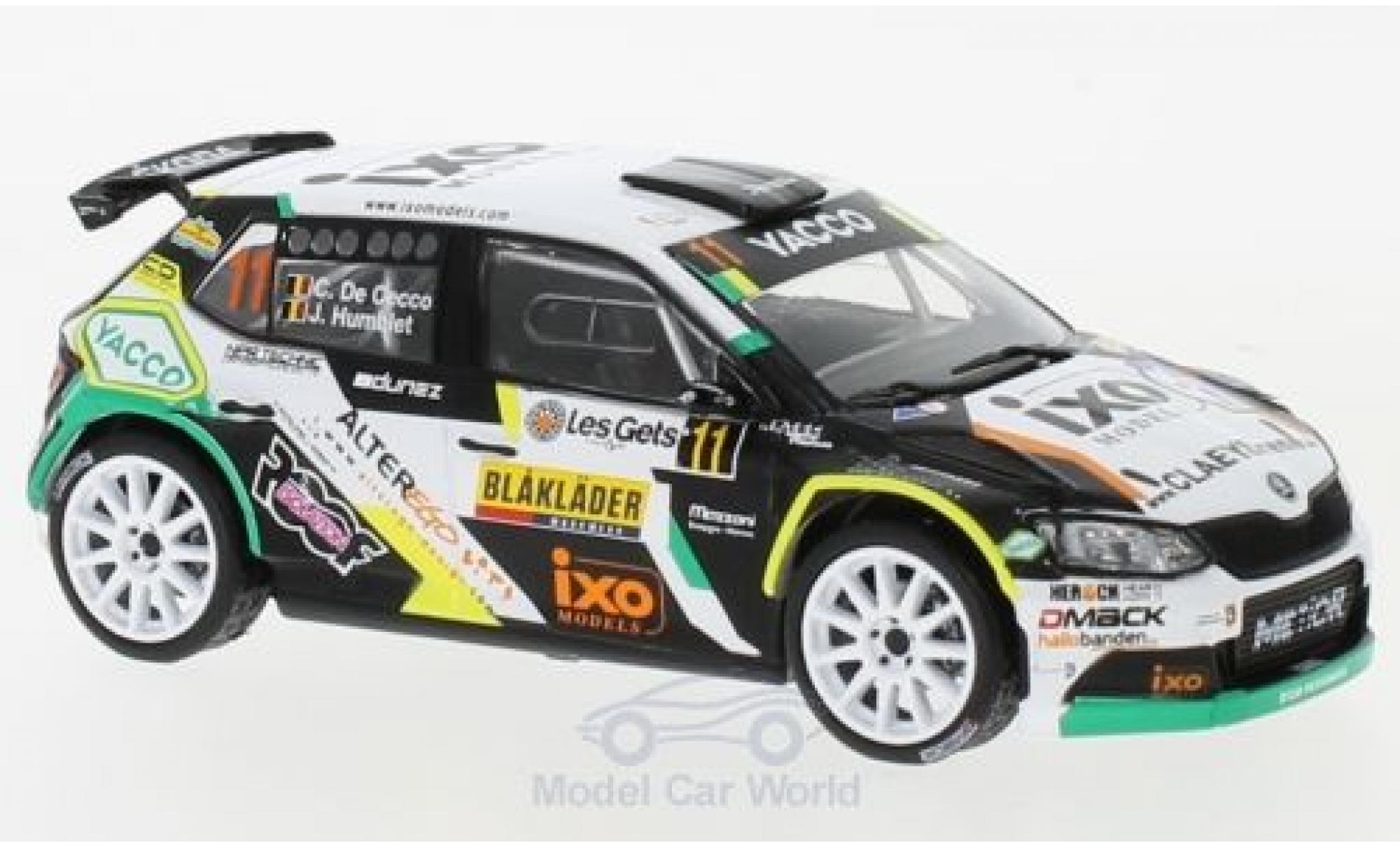Skoda Fabia 1/43 IXO R5 No.11 Rallye Condroz 2018 C. De Cecco/J.Humblet modellino in miniatura