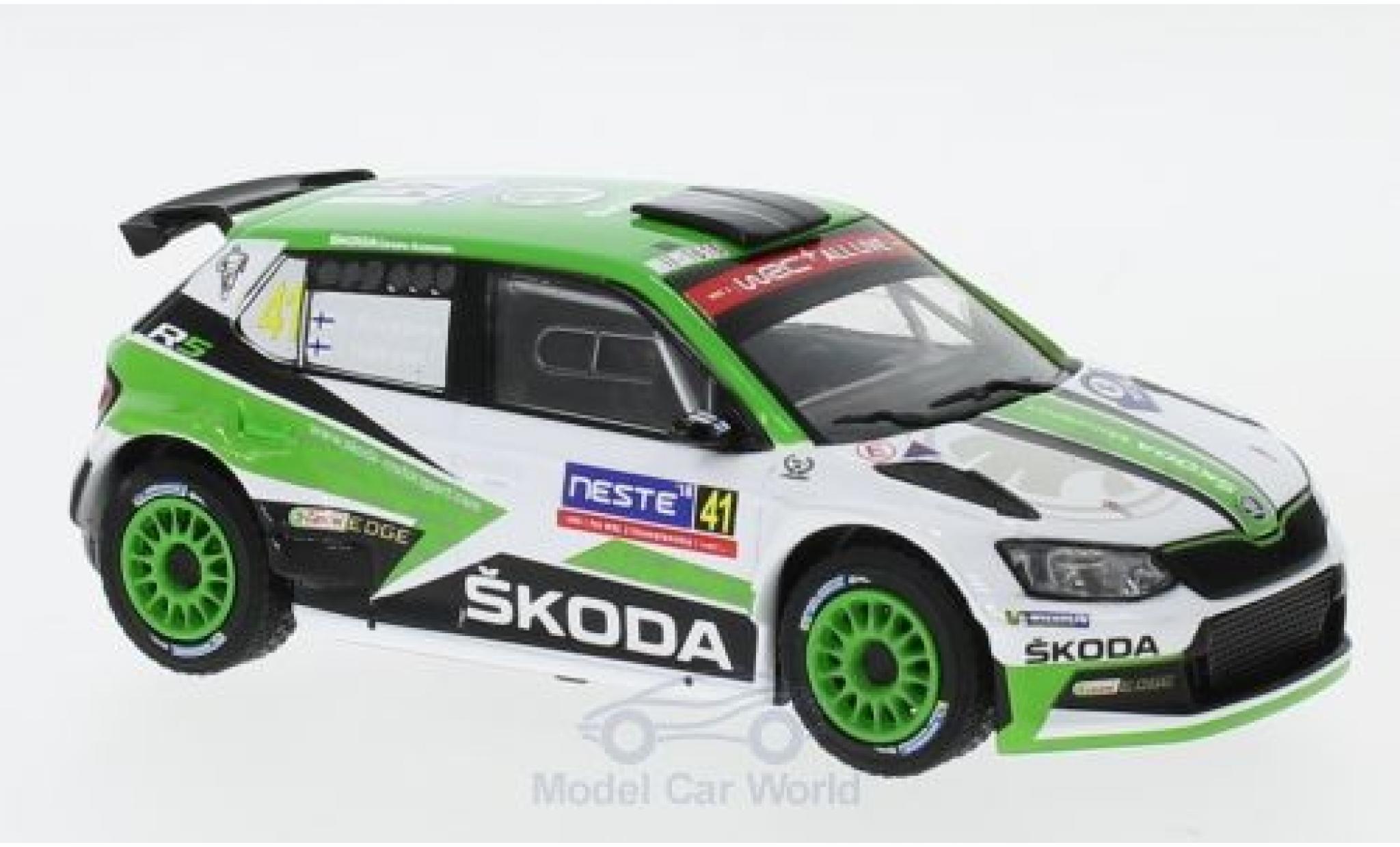 Skoda Fabia 1/43 IXO R5 No.41 Rallye WM Rallye Finnland 2018 K.Rovanperä/J.Halttunen modellino in miniatura