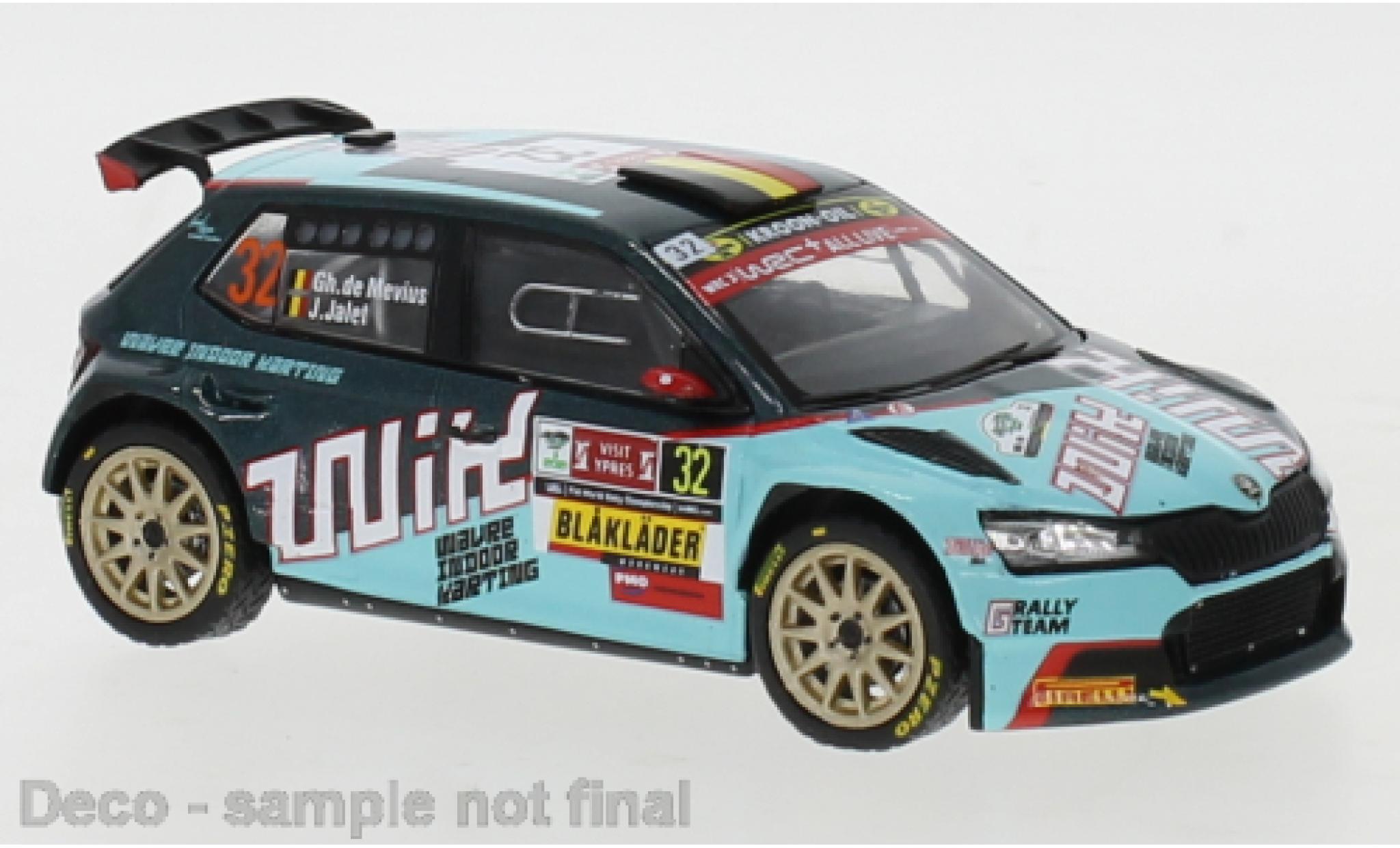 Skoda Fabia 1/43 IXO Rally 2 EVO No.32 Rally Ypres 2021 G.de Mevius/J.Jalet modellino in miniatura