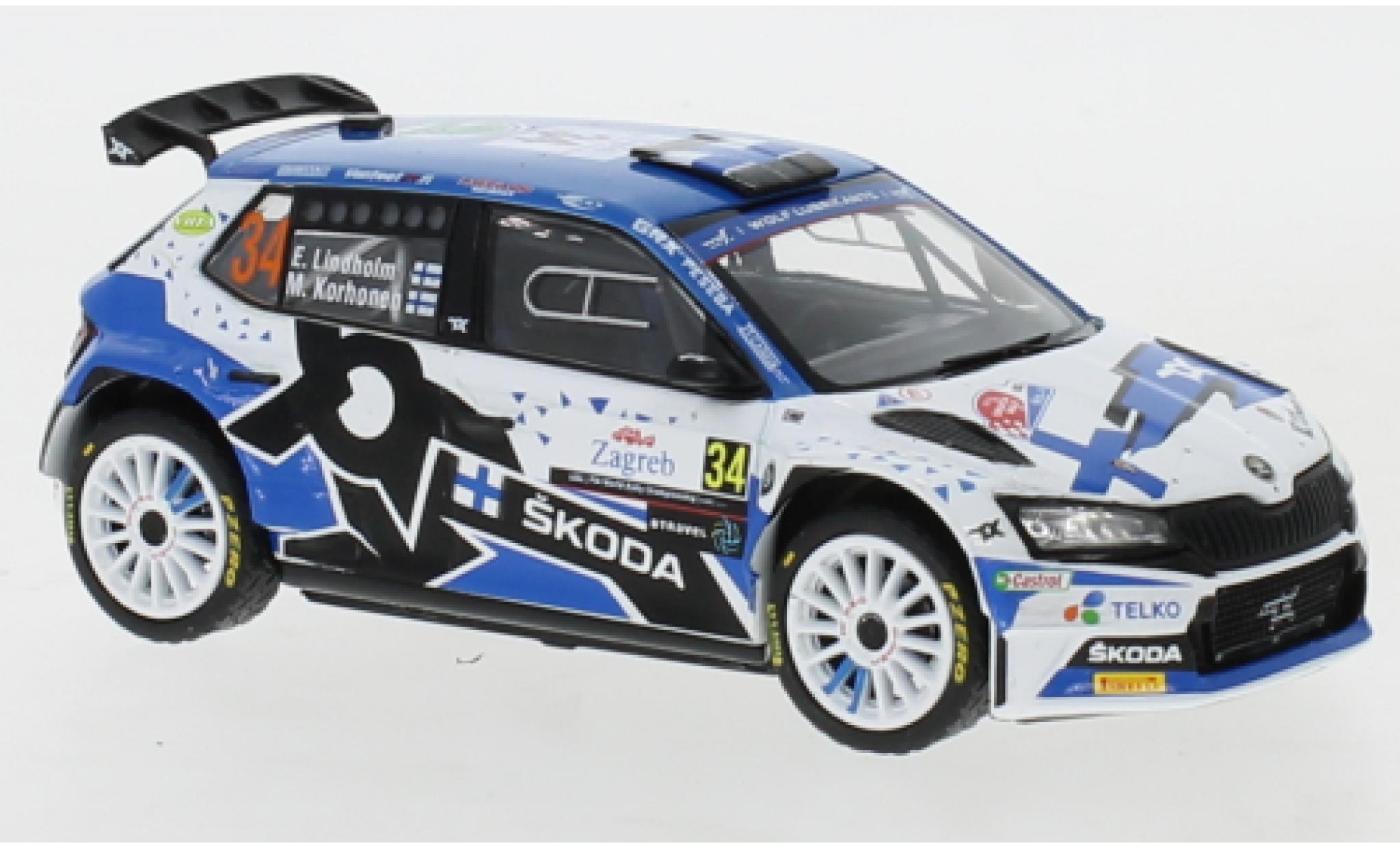 Skoda Fabia 1/43 IXO Rally 2 EVO No.34 Rally Croatia 2021 E.Lindholm/M.Korhonen modellino in miniatura
