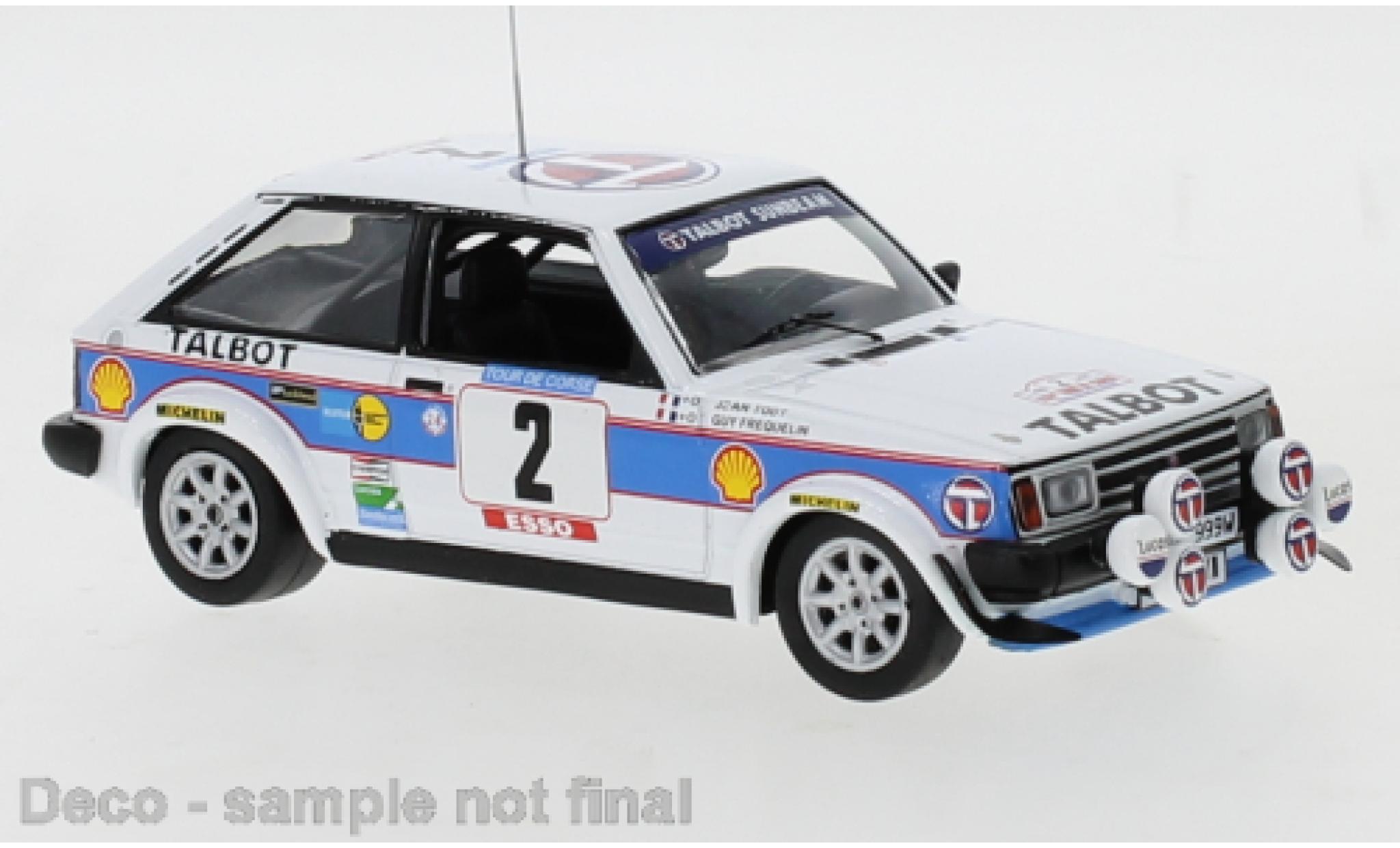 Talbot Sunbeam 1/43 IXO Lotus No.2 Sport Tour de Corse 1981 G.Frequelin/J.Todt modellino in miniatura
